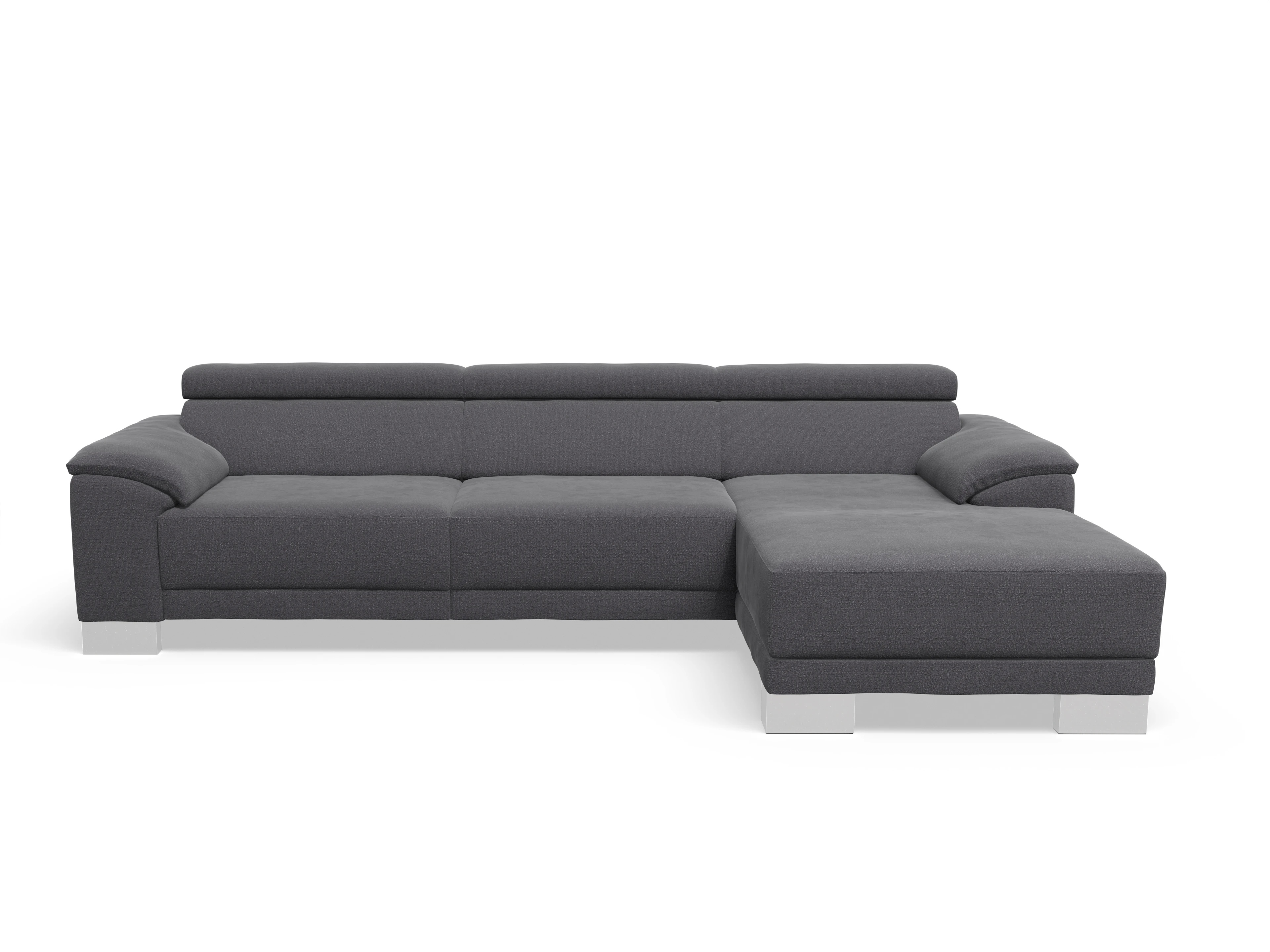 Antonio Ecksofa LO Large R Ansicht des Produktes Antonio Ecksofa rechts Abschluss offen in Stoff Grau