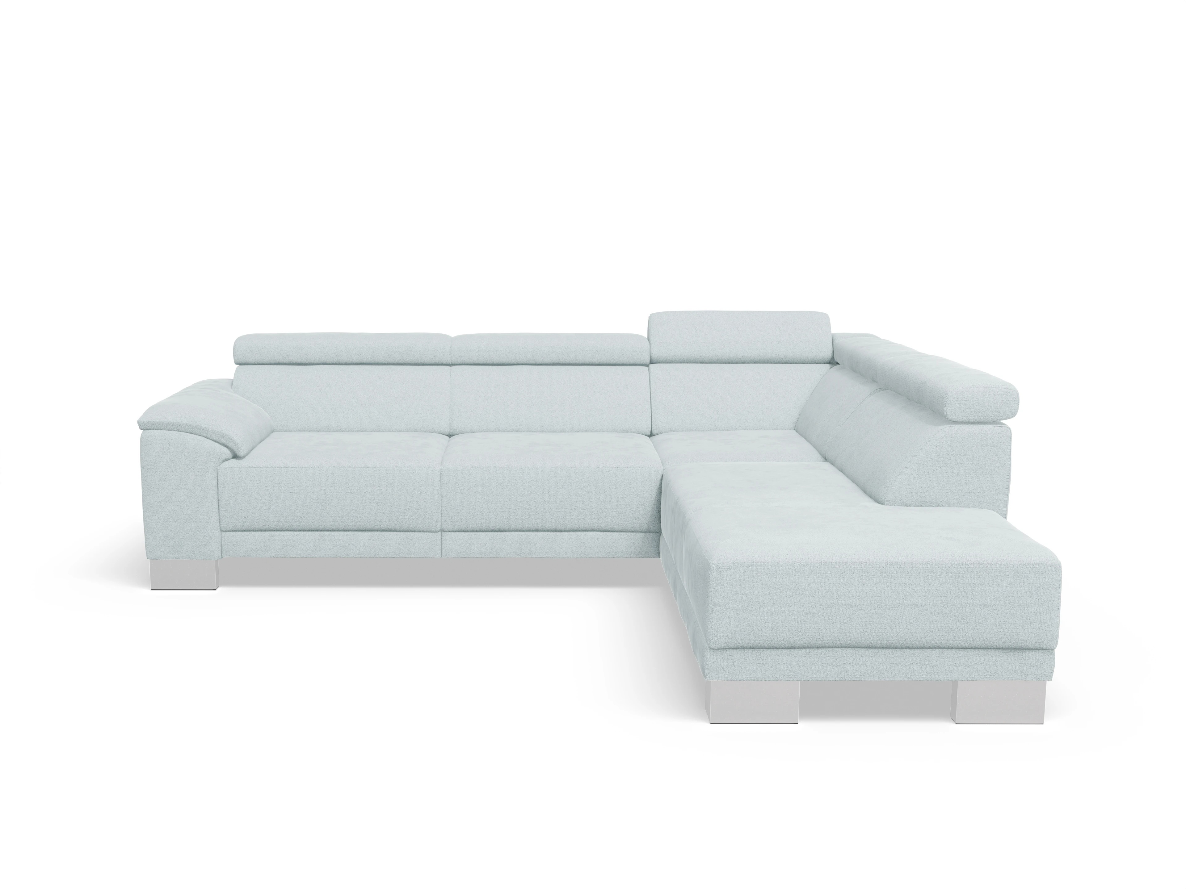 Ansicht des Produktes Antonio Ecksofa rechts Abschluss offen in Stoff Blau