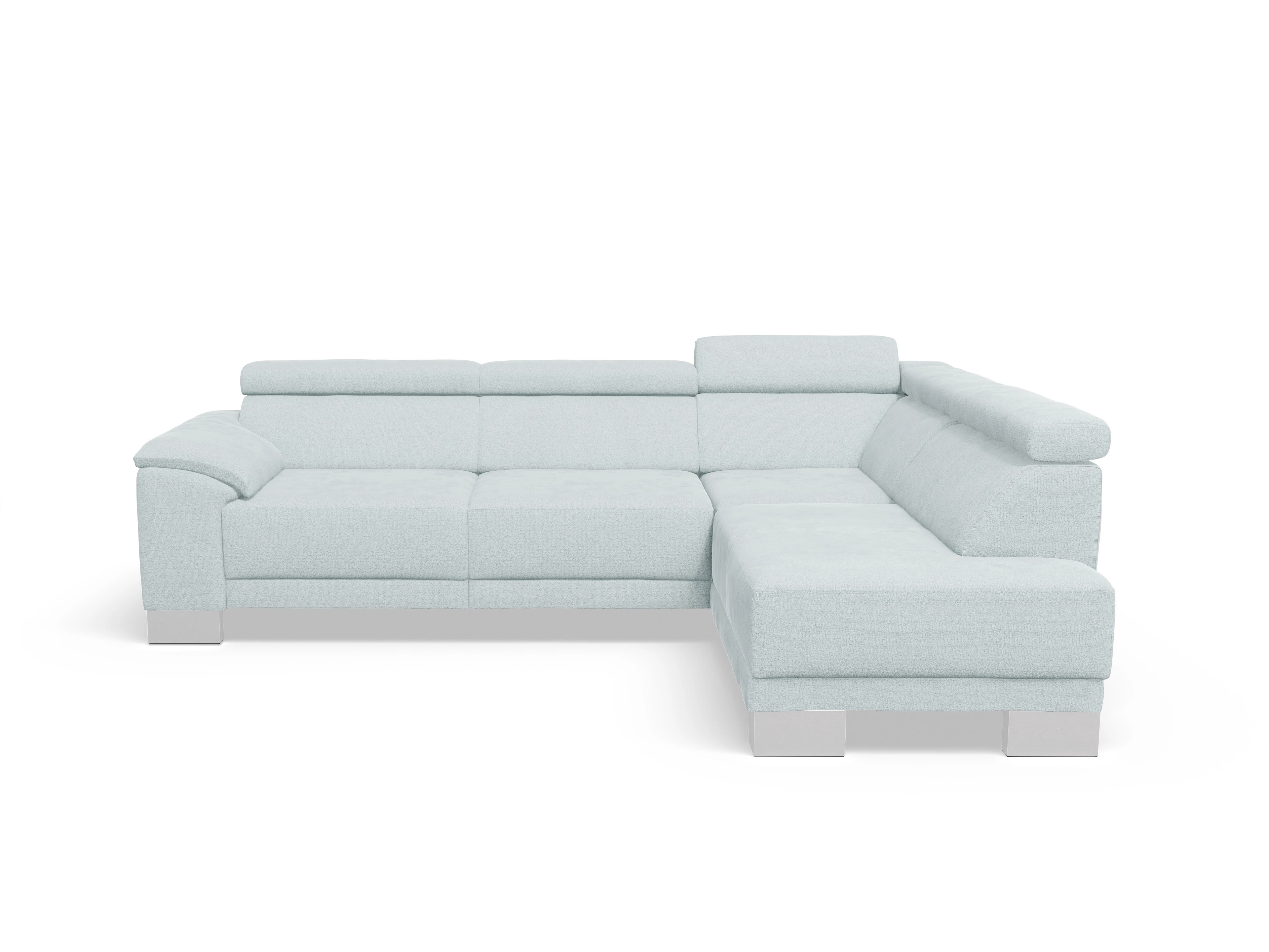 Ansicht des Produktes Antonio Ecksofa rechts Abschluss offen in Stoff Blau