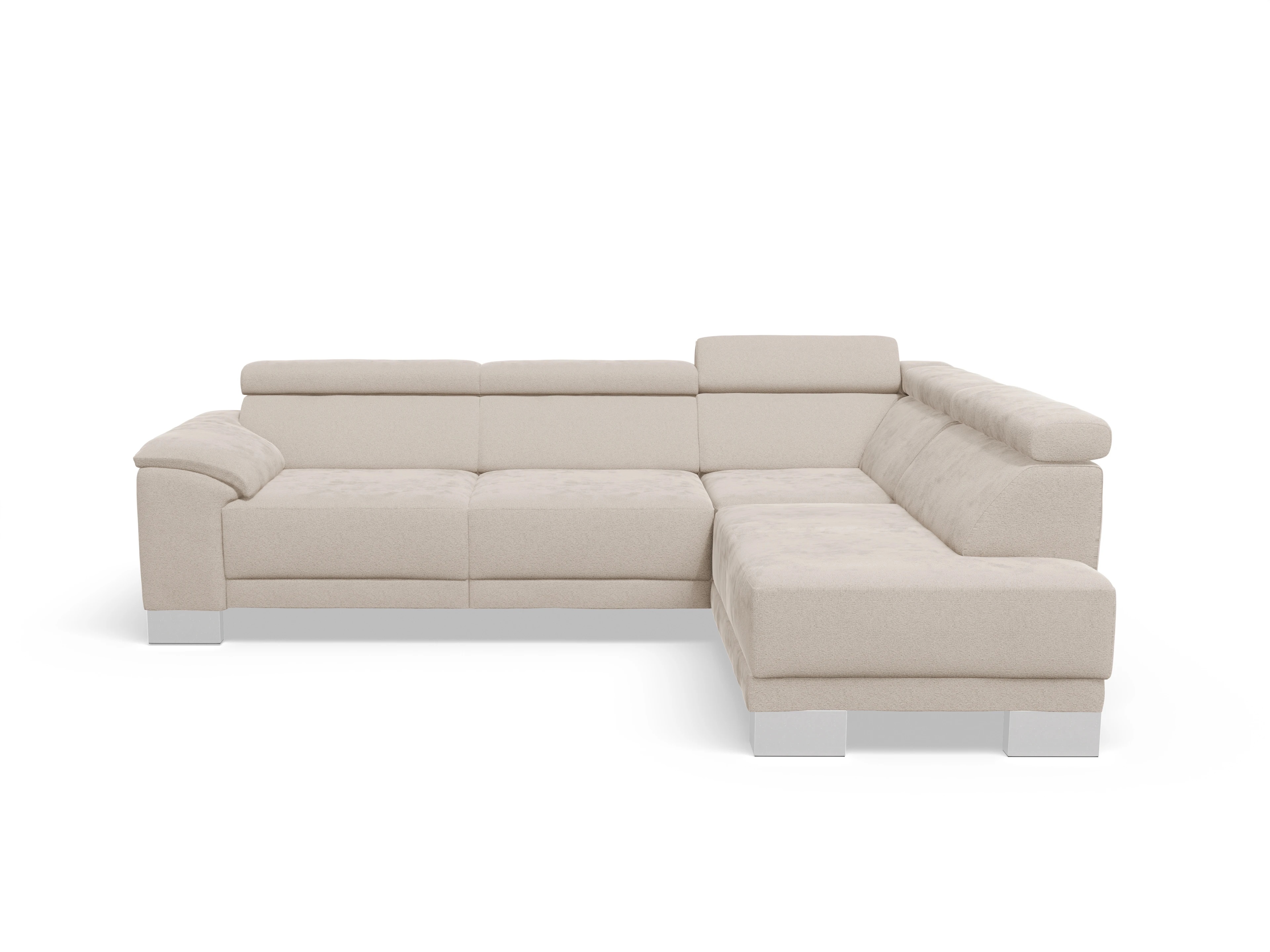 Antonio Ecksofa UM Medium R Ansicht des Produktes Antonio Ecksofa rechts Abschluss offen in Stoff Beige