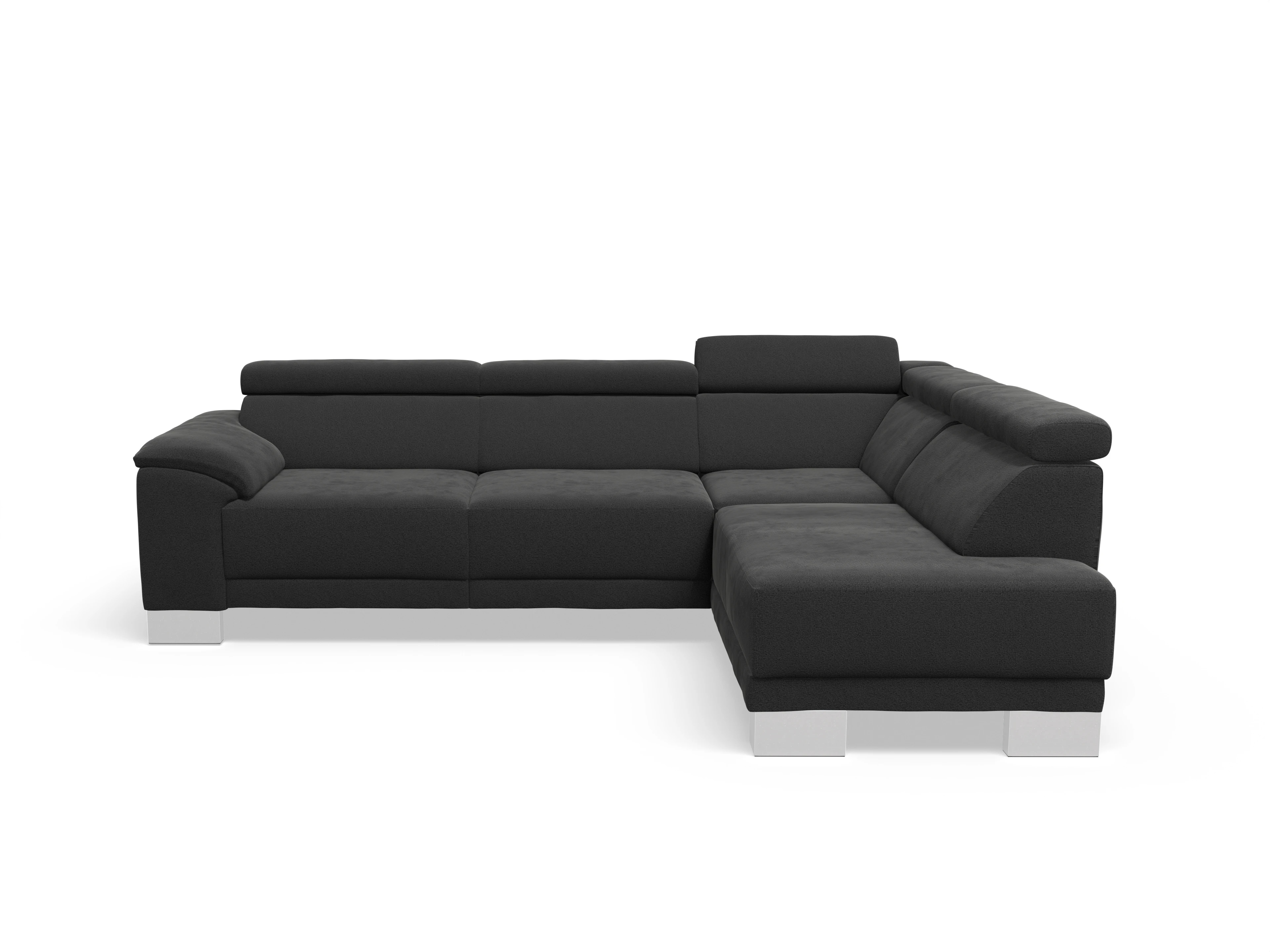 Antonio Ecksofa UM Medium R Ansicht des Produktes Antonio Ecksofa rechts Abschluss offen in Stoff Schwarz