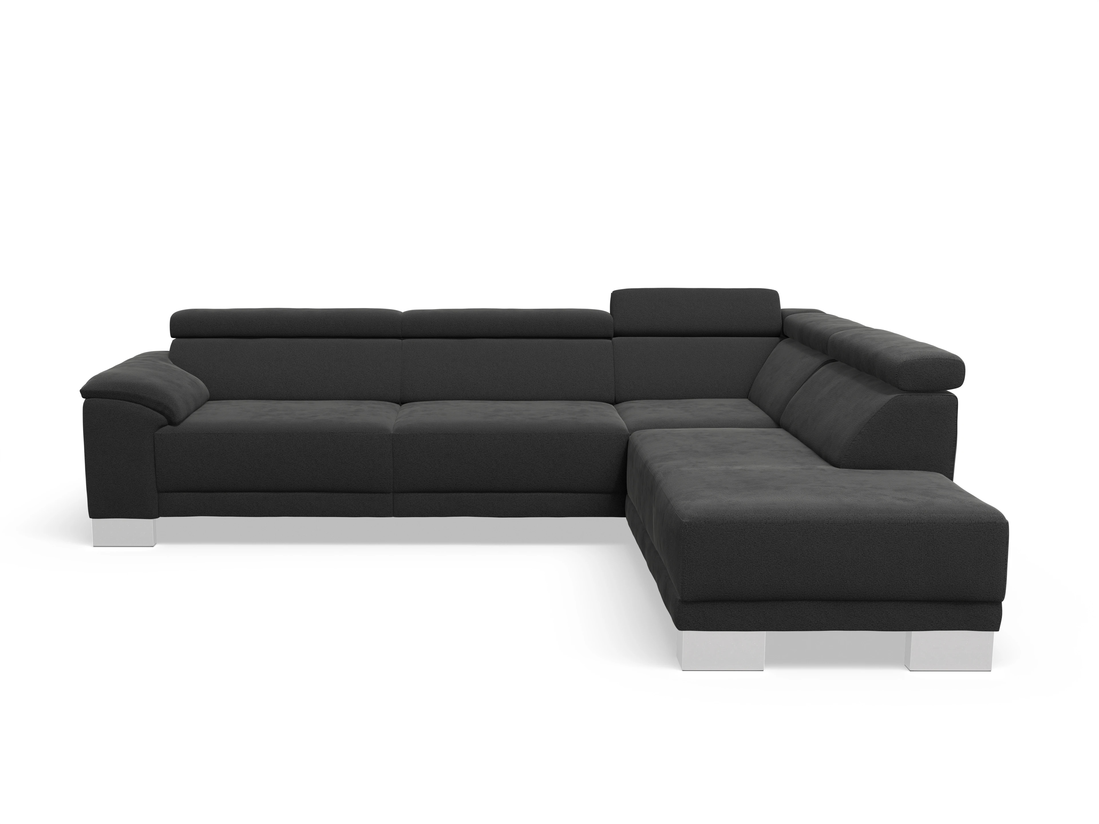 Ansicht des Produktes Antonio Ecksofa rechts Abschluss offen in Stoff Schwarz