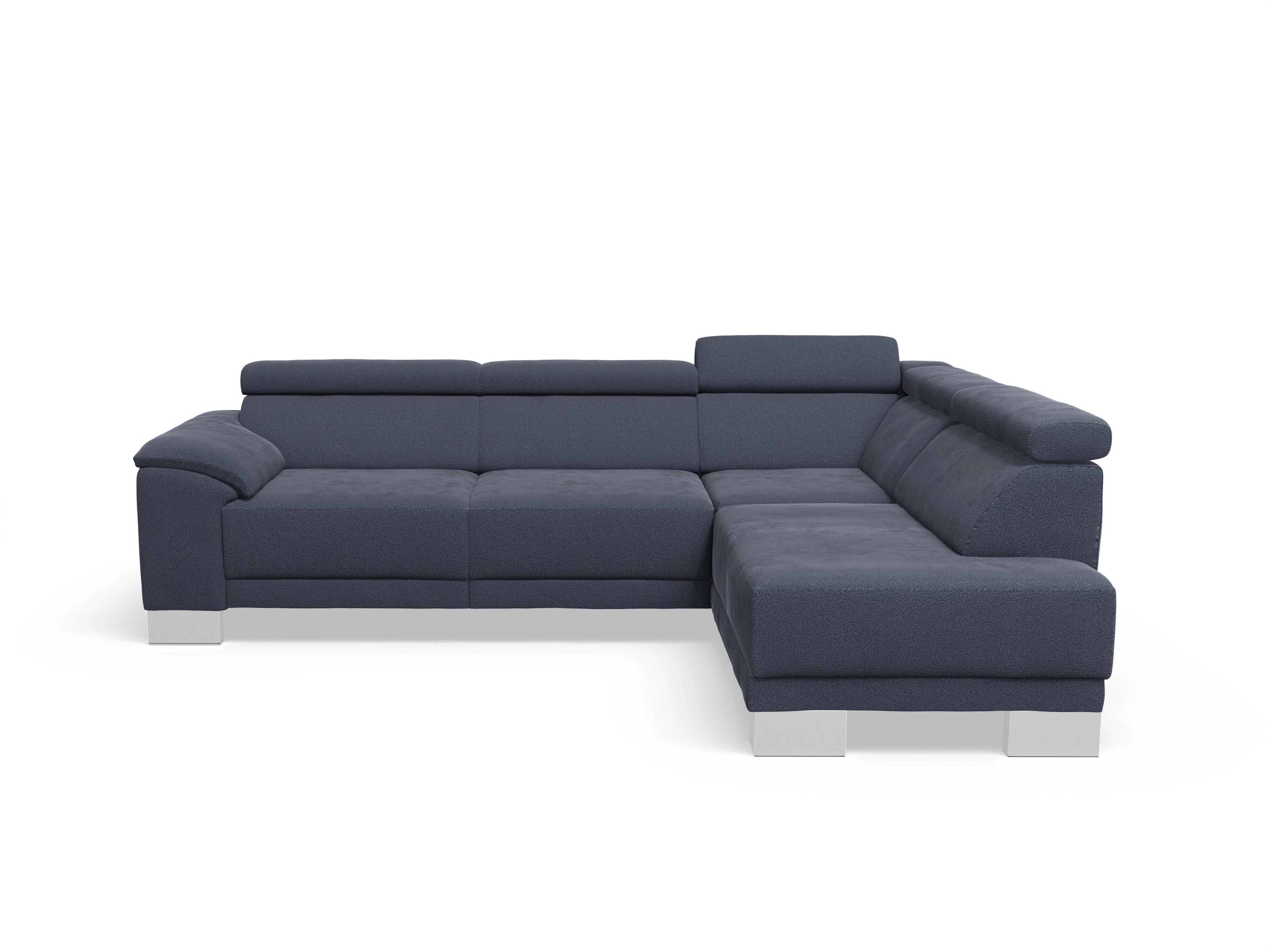 Antonio Ecksofa UM Medium R Ansicht des Produktes Antonio Ecksofa rechts Abschluss offen in Stoff Blau