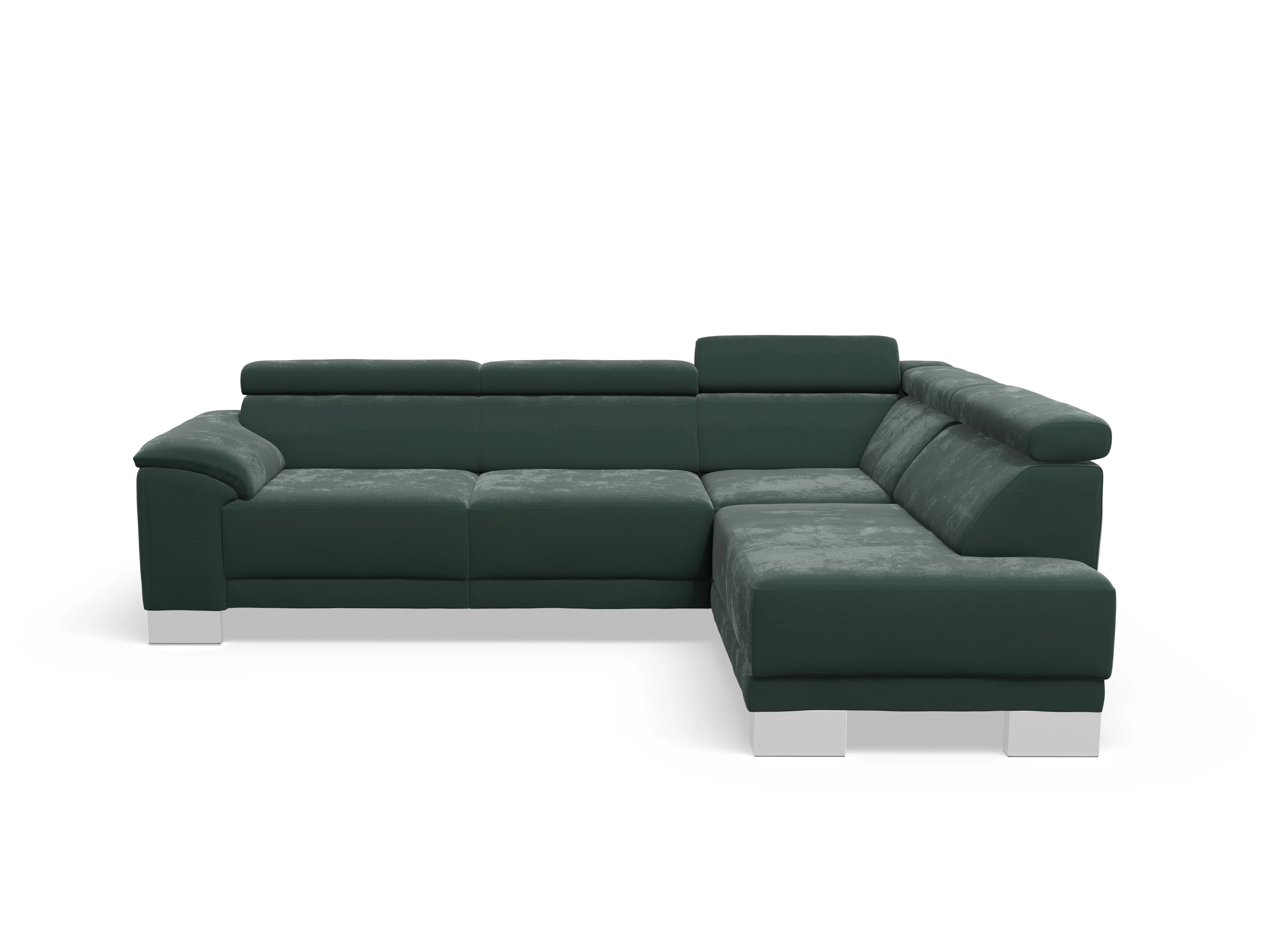 Antonio Ecksofa UM Medium R Ansicht des Produktes Antonio Ecksofa rechts Abschluss offen in Stoff Grün