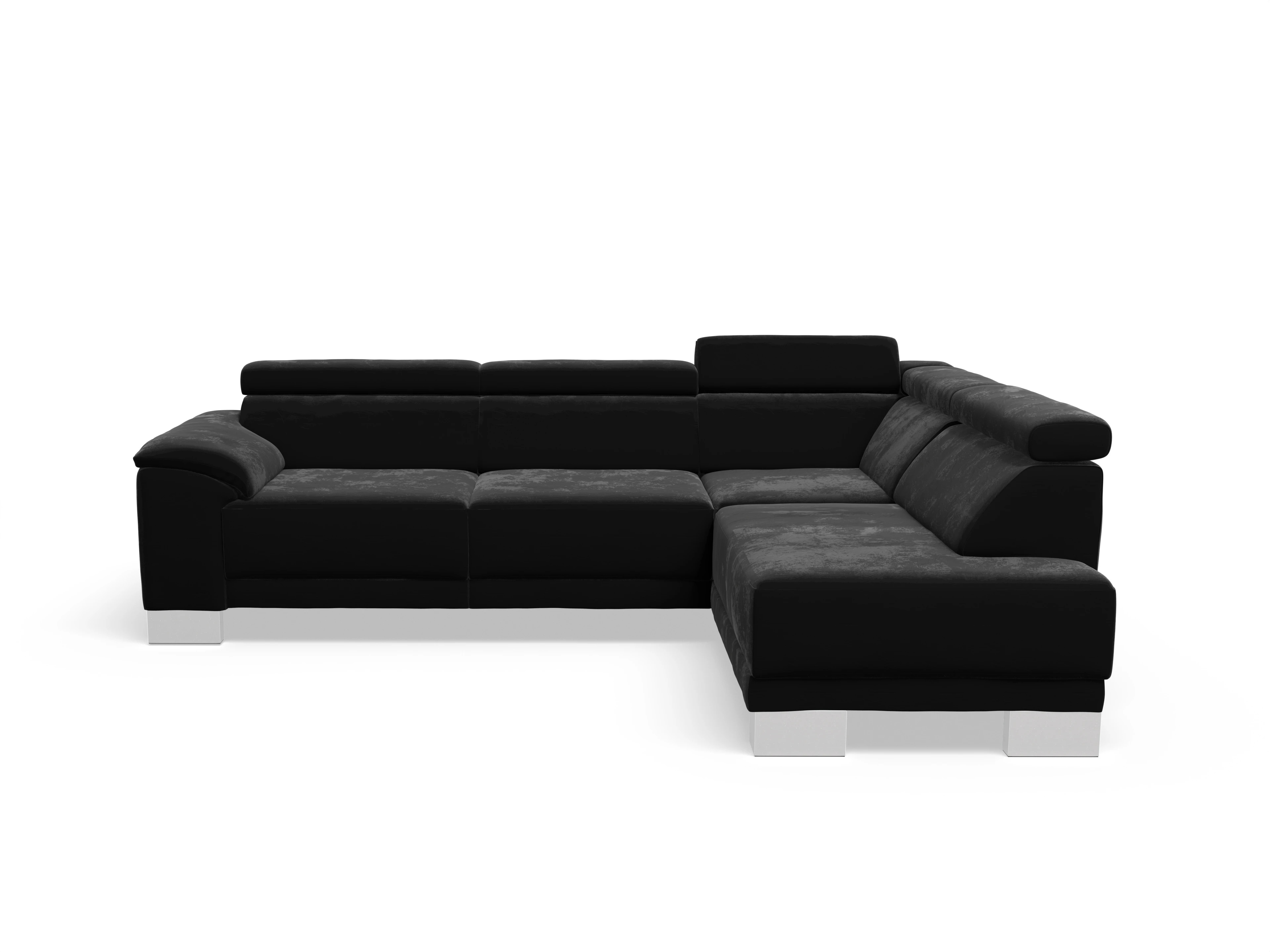 Antonio Ecksofa UM Medium R Ansicht des Produktes Antonio Ecksofa rechts Abschluss offen in Stoff Schwarz