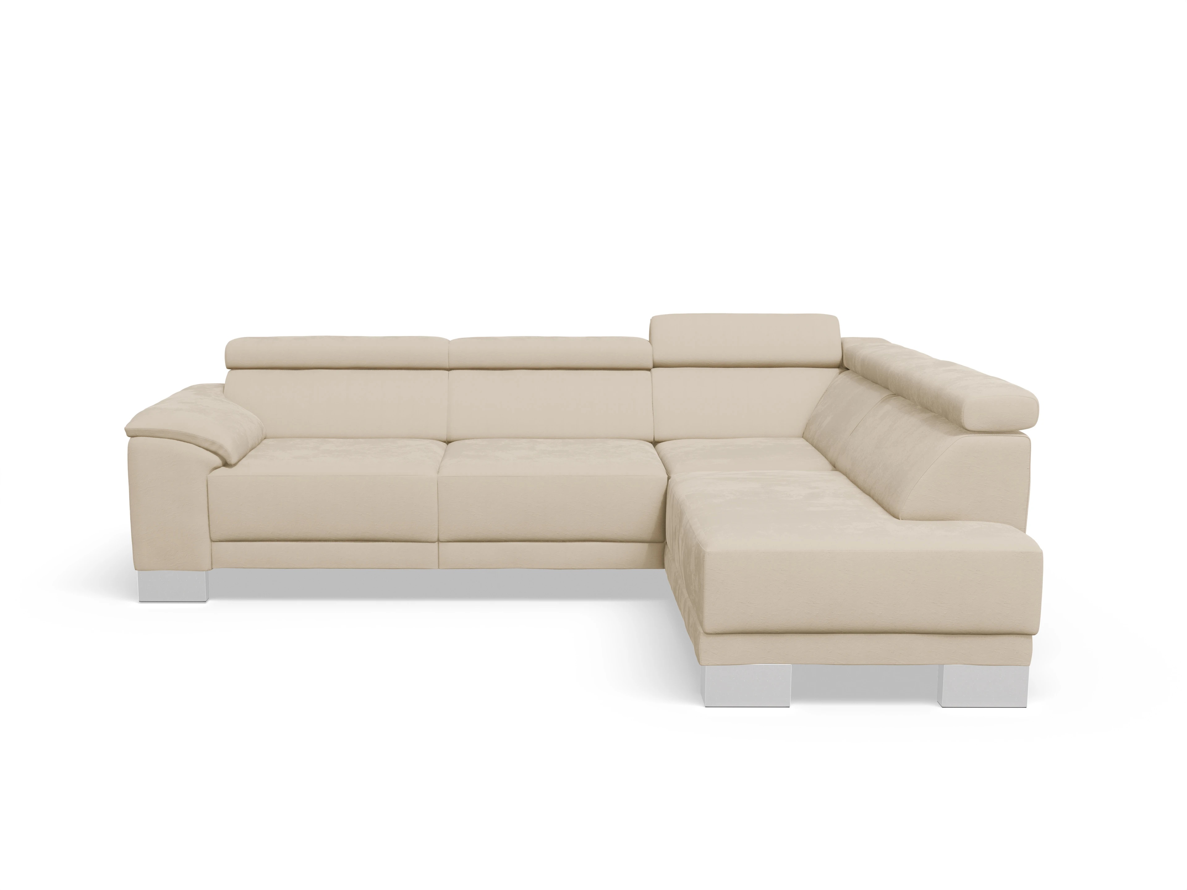 Antonio Ecksofa UM Medium R Ansicht des Produktes Antonio Ecksofa rechts Abschluss offen in Stoff Beige