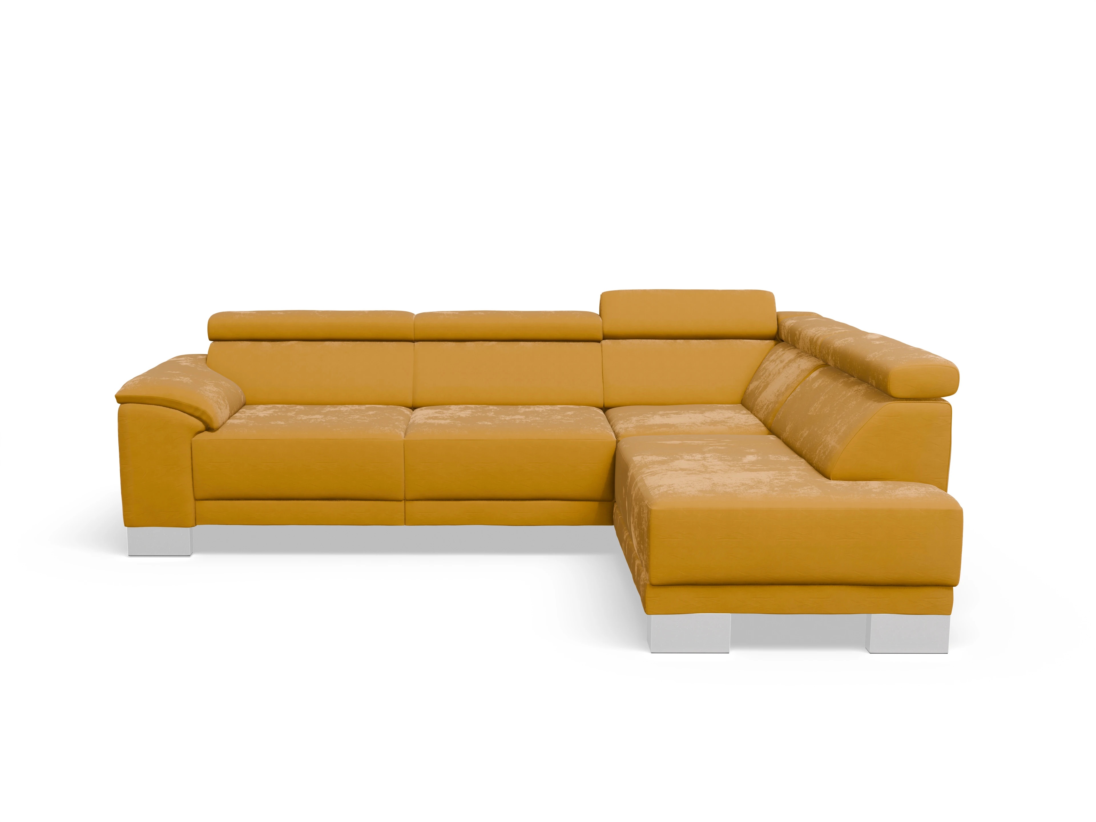 Antonio Ecksofa UM Medium R Ansicht des Produktes Antonio Ecksofa rechts Abschluss offen in Stoff Gelb