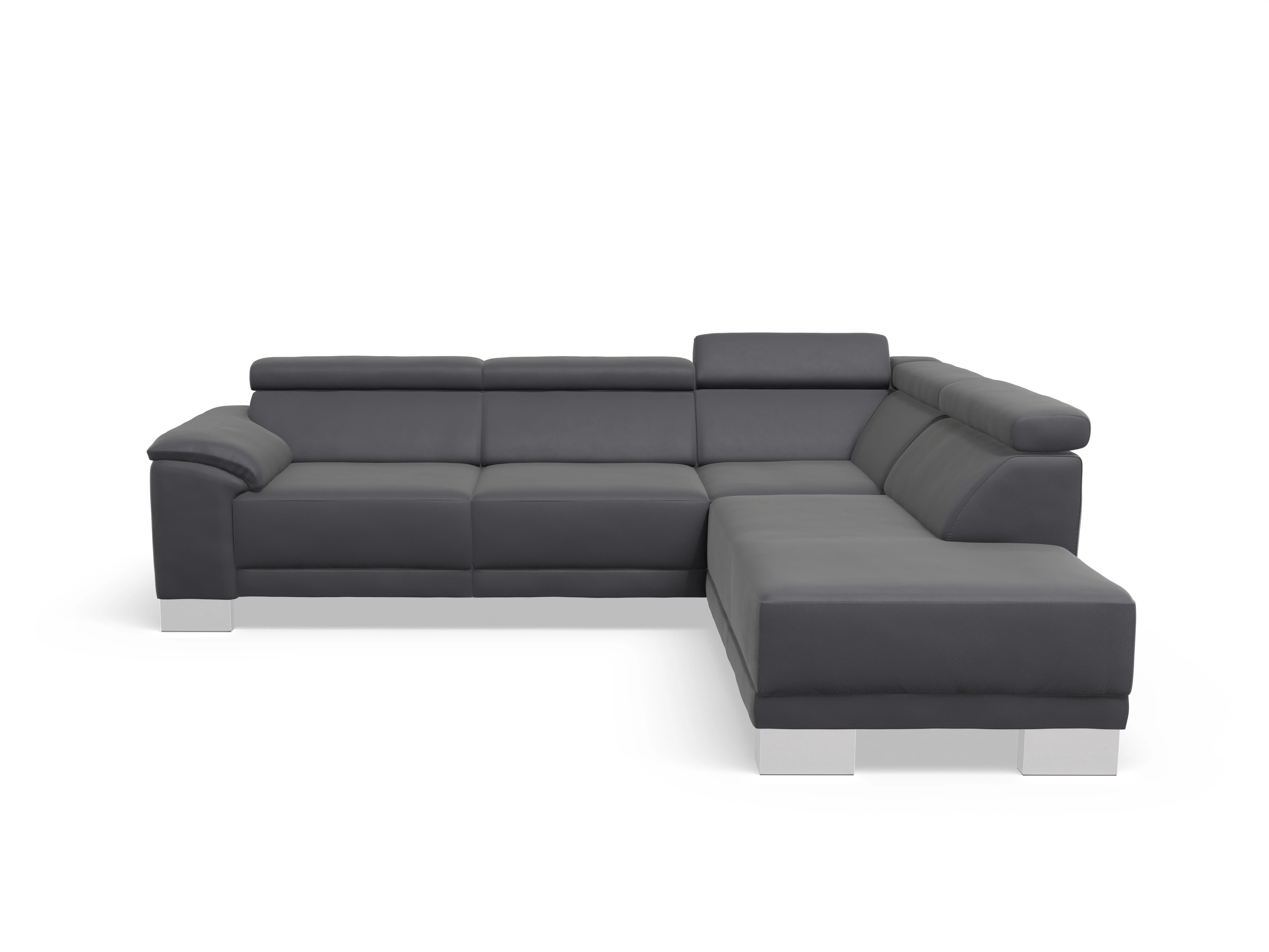 Ansicht des Produktes Antonio Ecksofa rechts Abschluss offen in Leder Grau