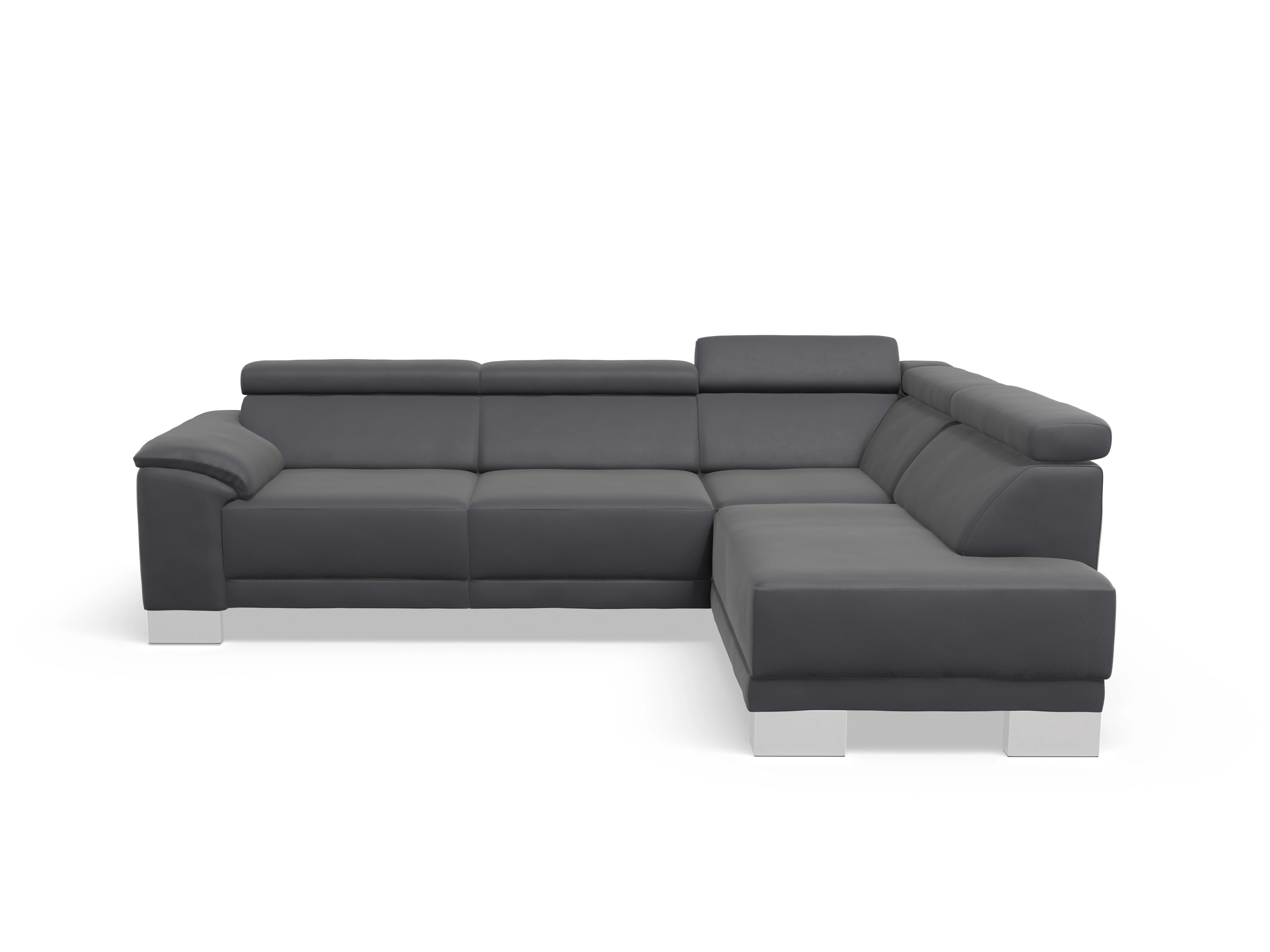 Ansicht des Produktes Antonio Ecksofa rechts Abschluss offen in Leder Grau