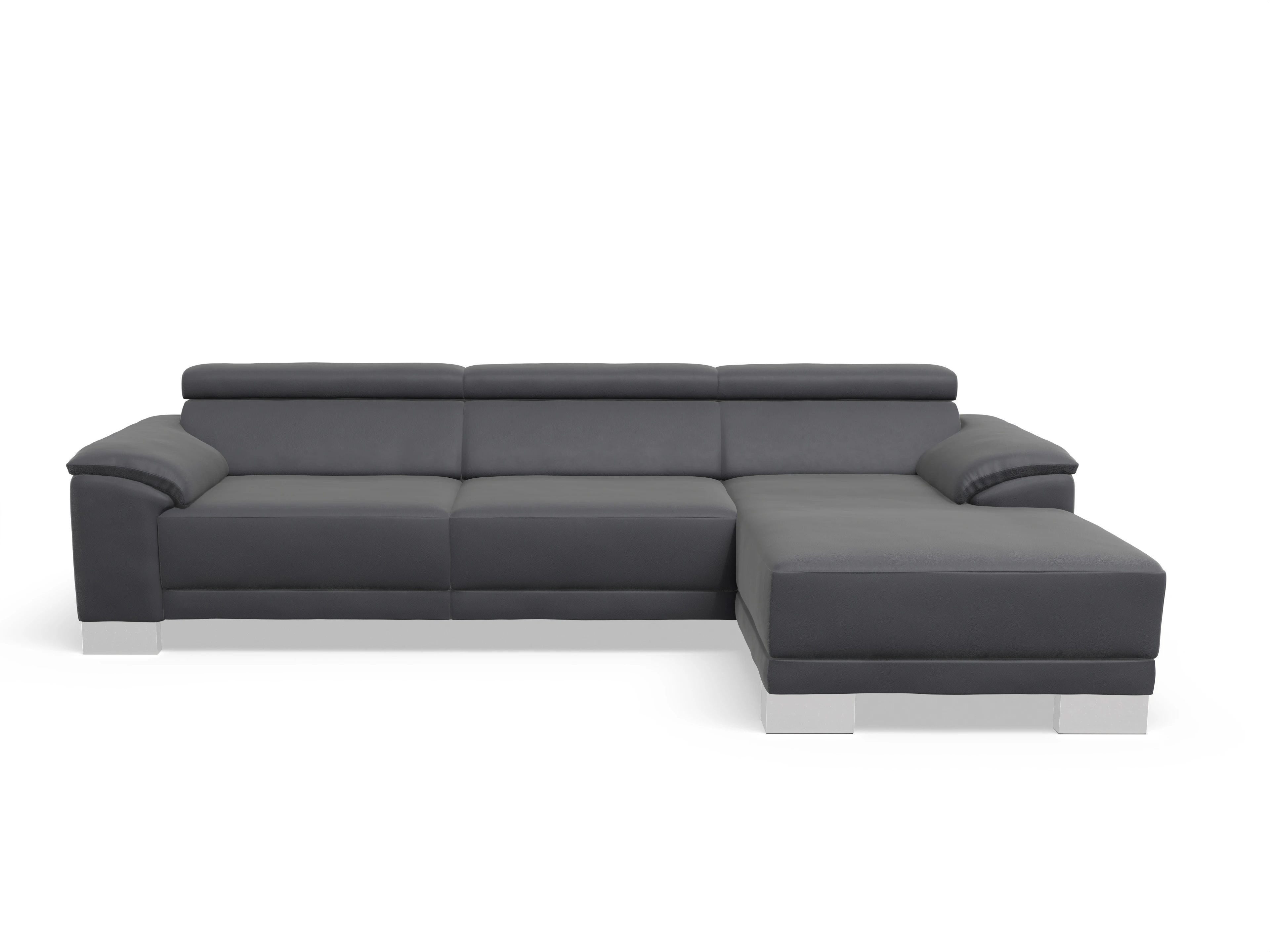 Ansicht des Produktes Antonio Ecksofa rechts Abschluss offen in Leder Grau