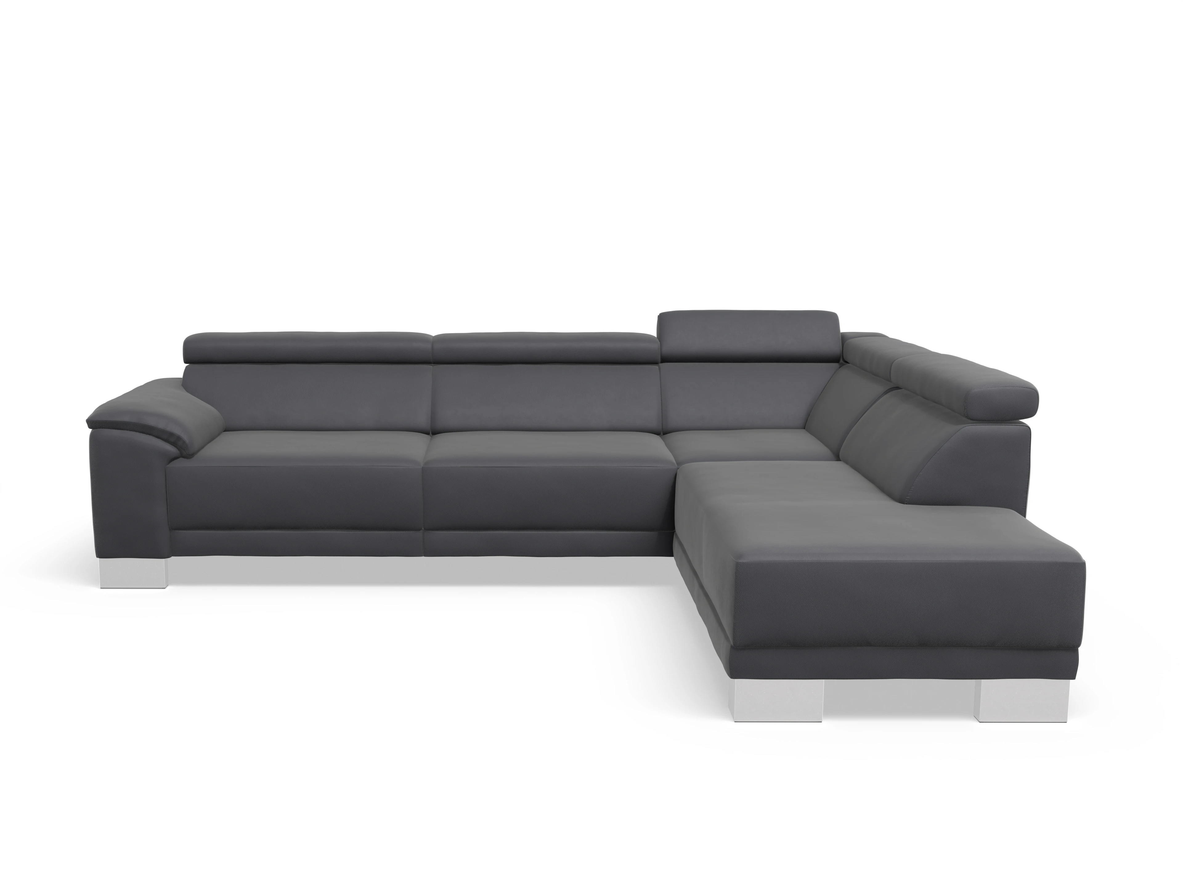 Antonio Ecksofa UM Large Plus R Ansicht des Produktes Antonio Ecksofa rechts Abschluss offen in Leder Grau
