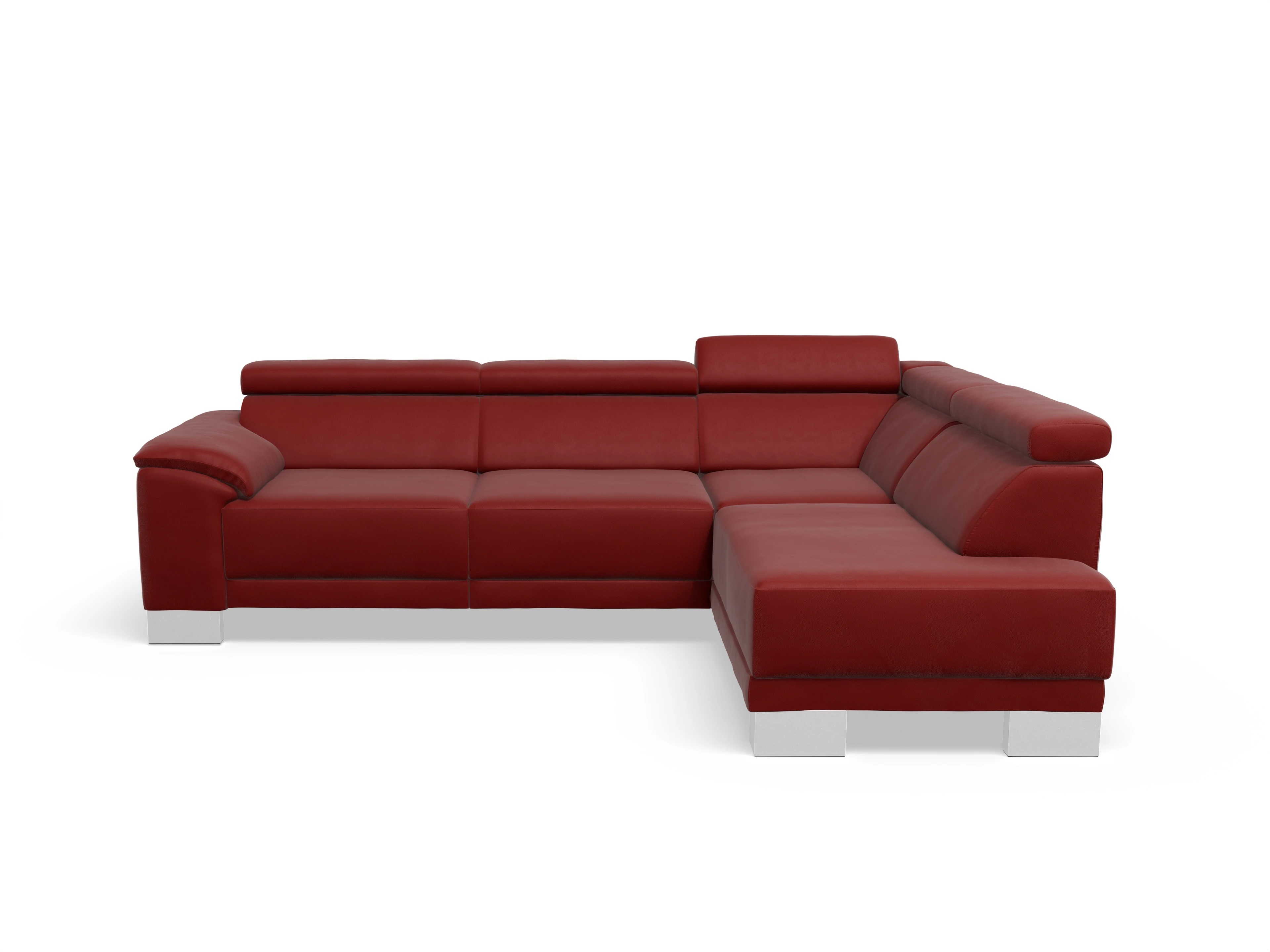 Ansicht des Produktes Antonio Ecksofa rechts Abschluss offen in Leder Rot