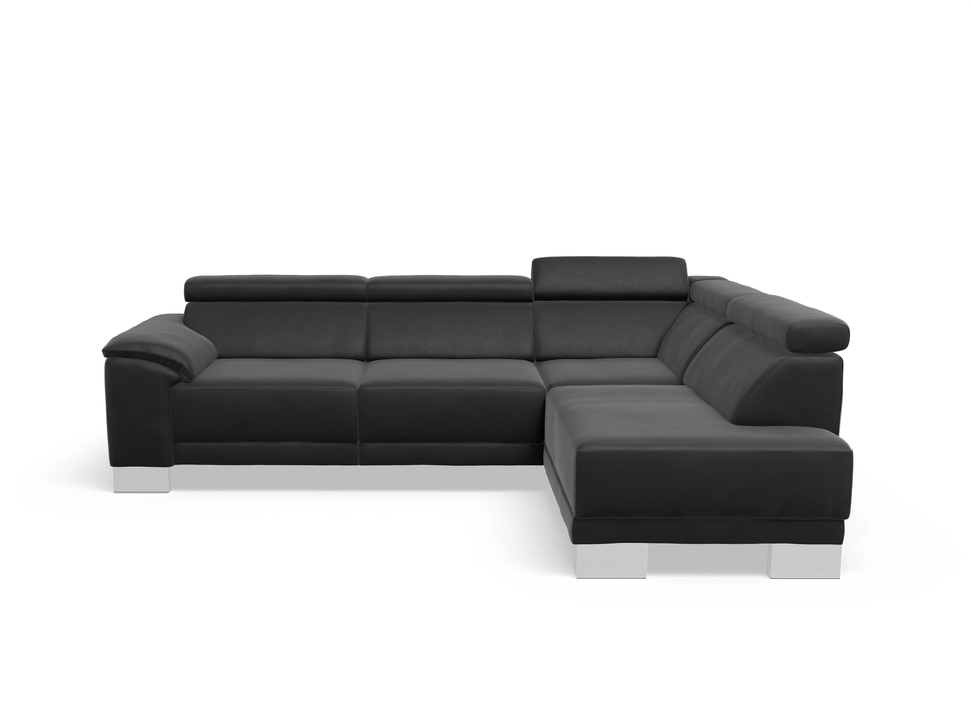 Antonio Ecksofa UM Medium R Ansicht des Produktes Antonio Ecksofa rechts Abschluss offen in Leder Grau