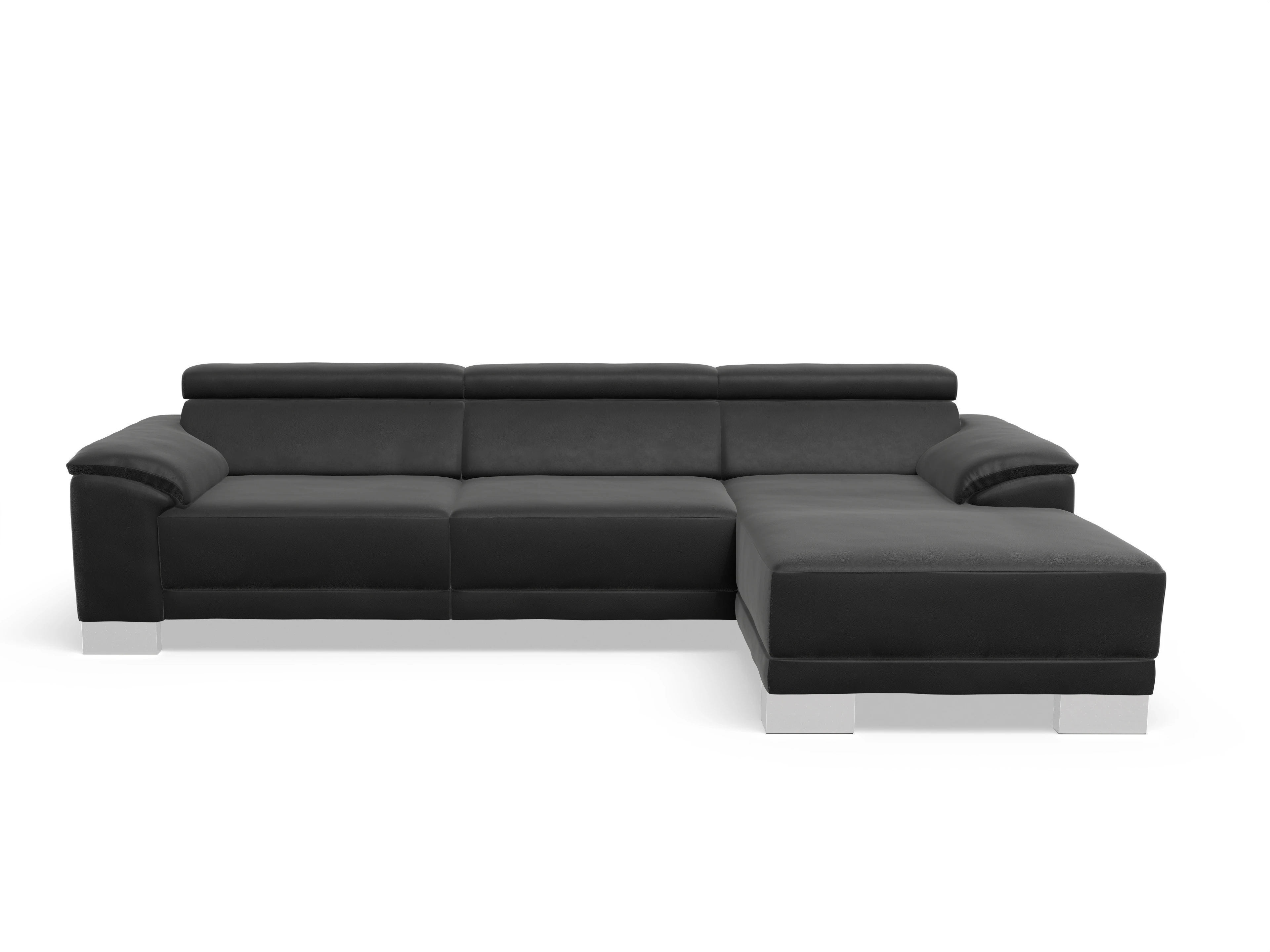 Antonio Ecksofa LO Large R Ansicht des Produktes Antonio Ecksofa rechts Abschluss offen in Leder Grau