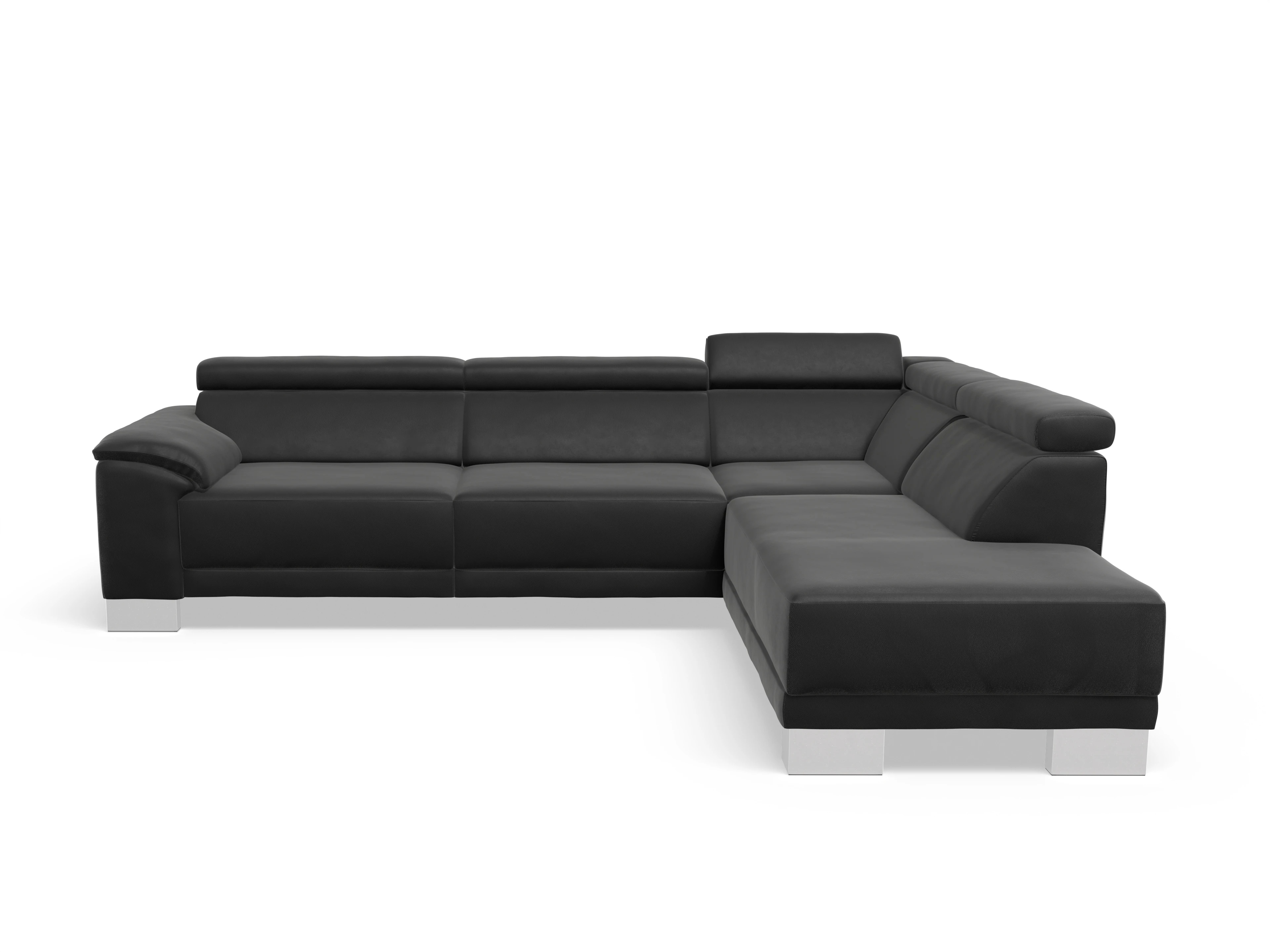 Antonio Ecksofa UM Large Plus R Ansicht des Produktes Antonio Ecksofa rechts Abschluss offen in Leder Grau