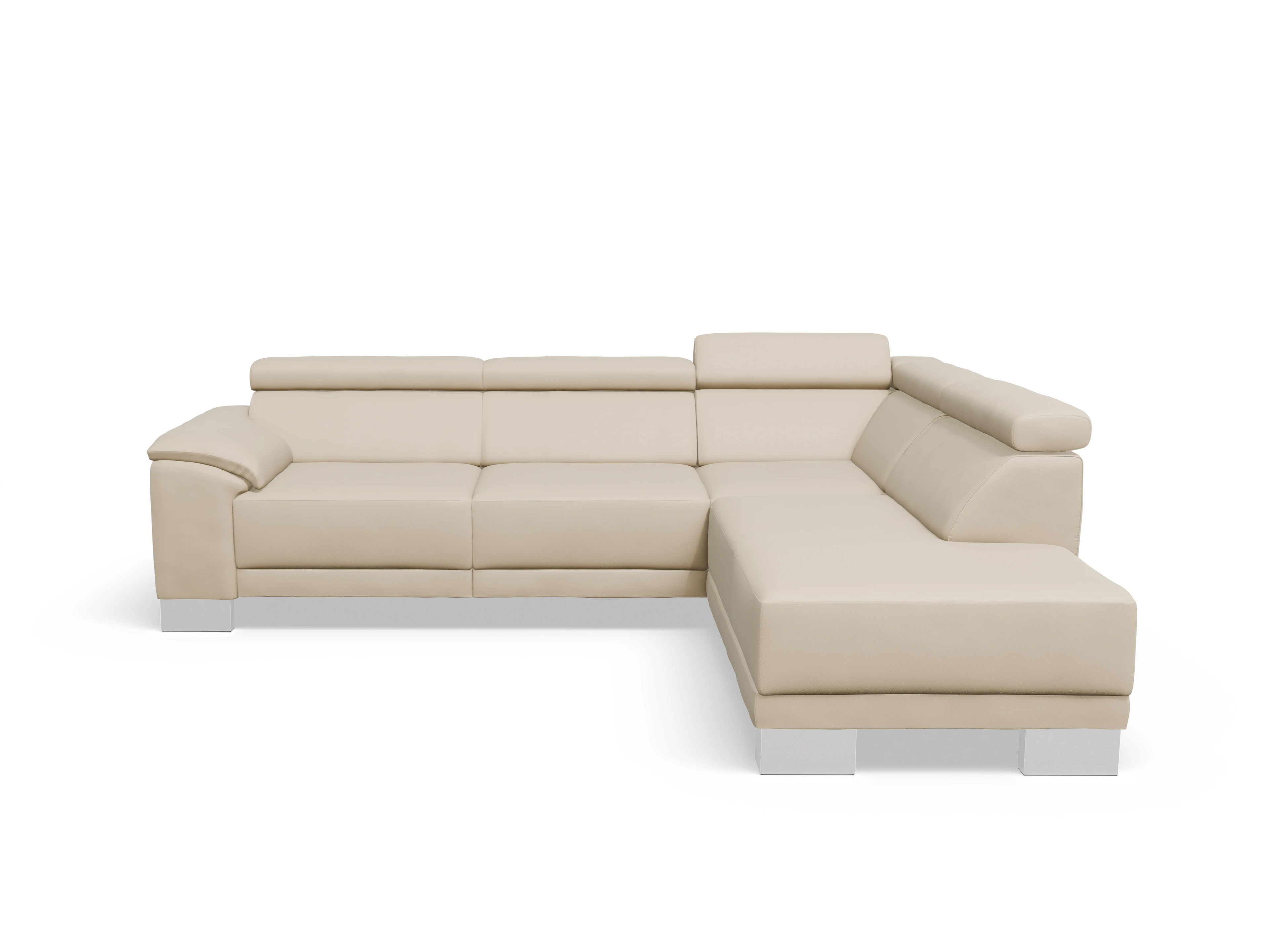 Ansicht des Produktes Antonio Ecksofa rechts Abschluss offen in Leder Beige