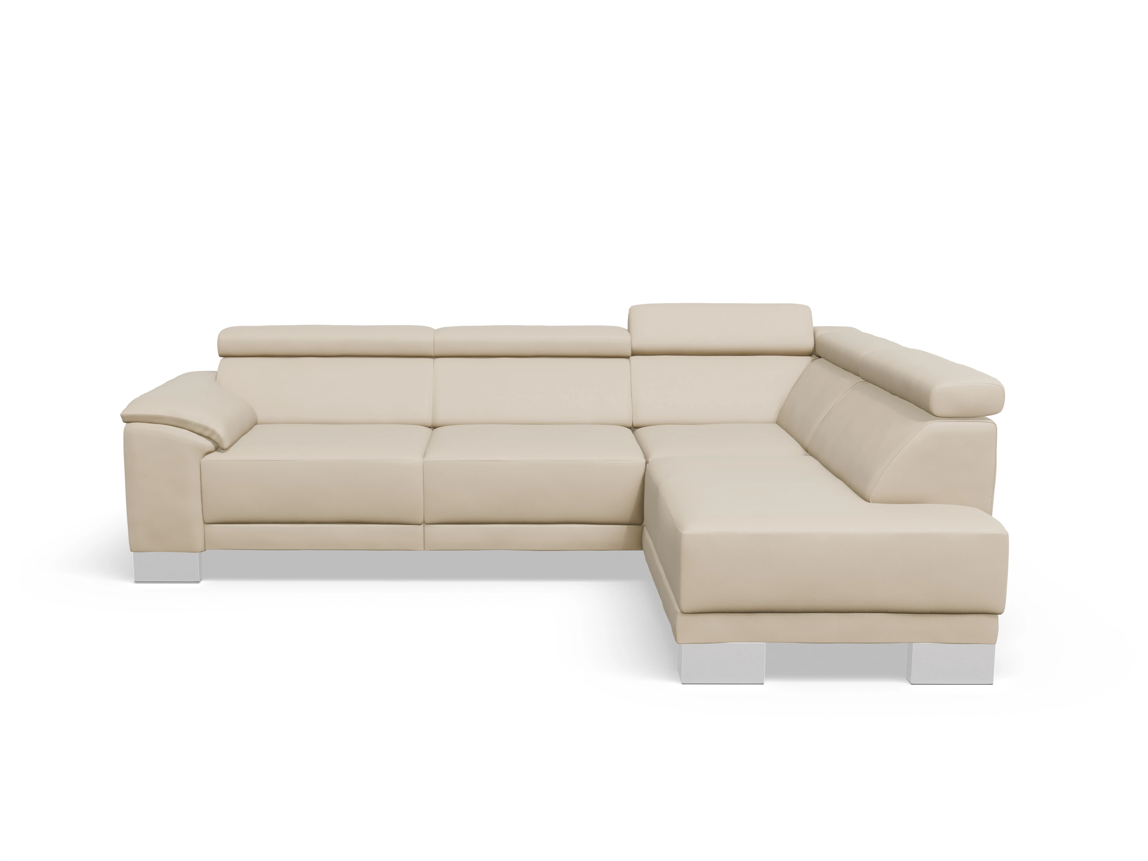 Ansicht des Produktes Antonio Ecksofa rechts Abschluss offen in Leder Beige