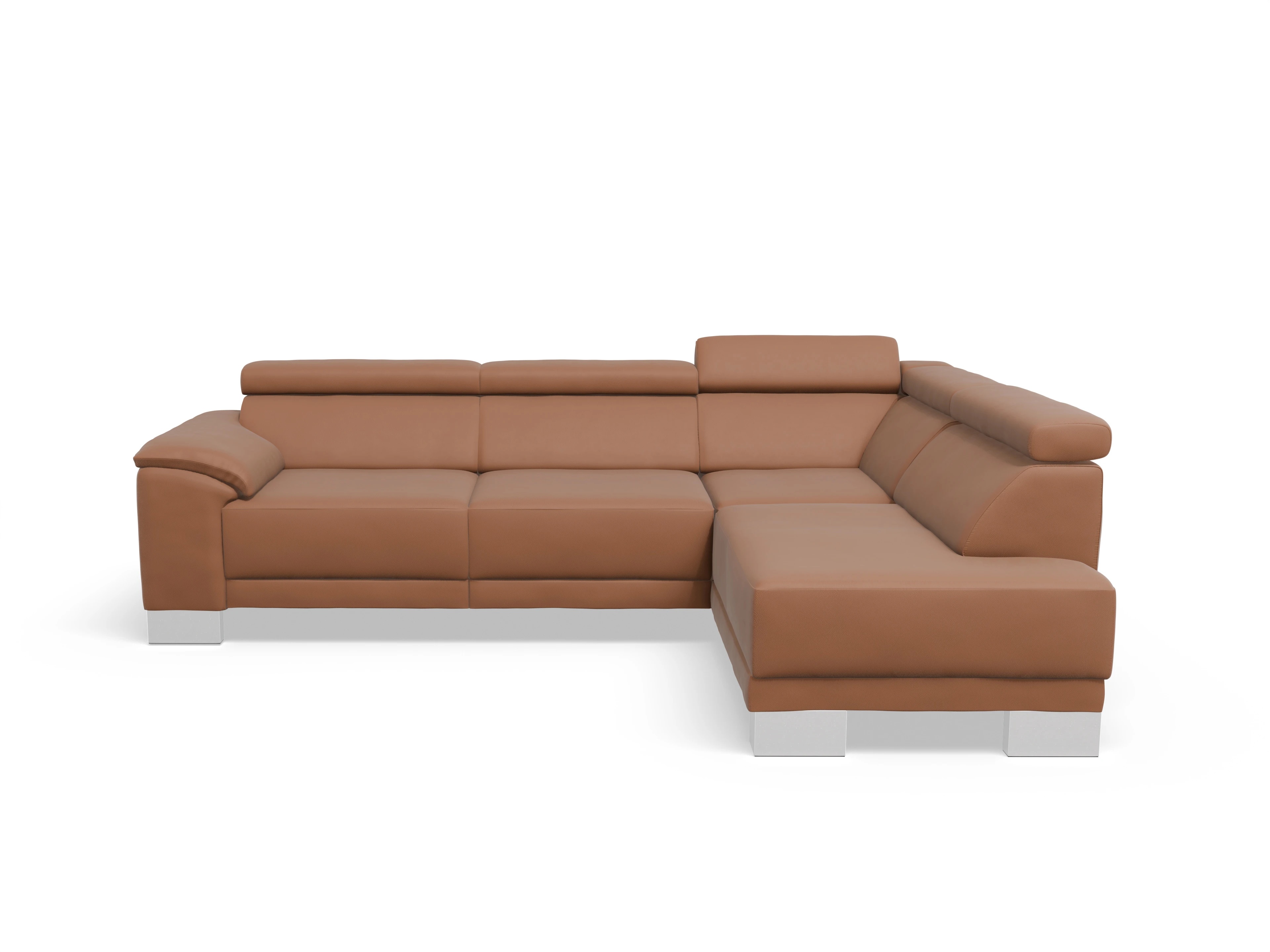 Ansicht des Produktes Antonio Ecksofa rechts Abschluss offen in Leder Braun
