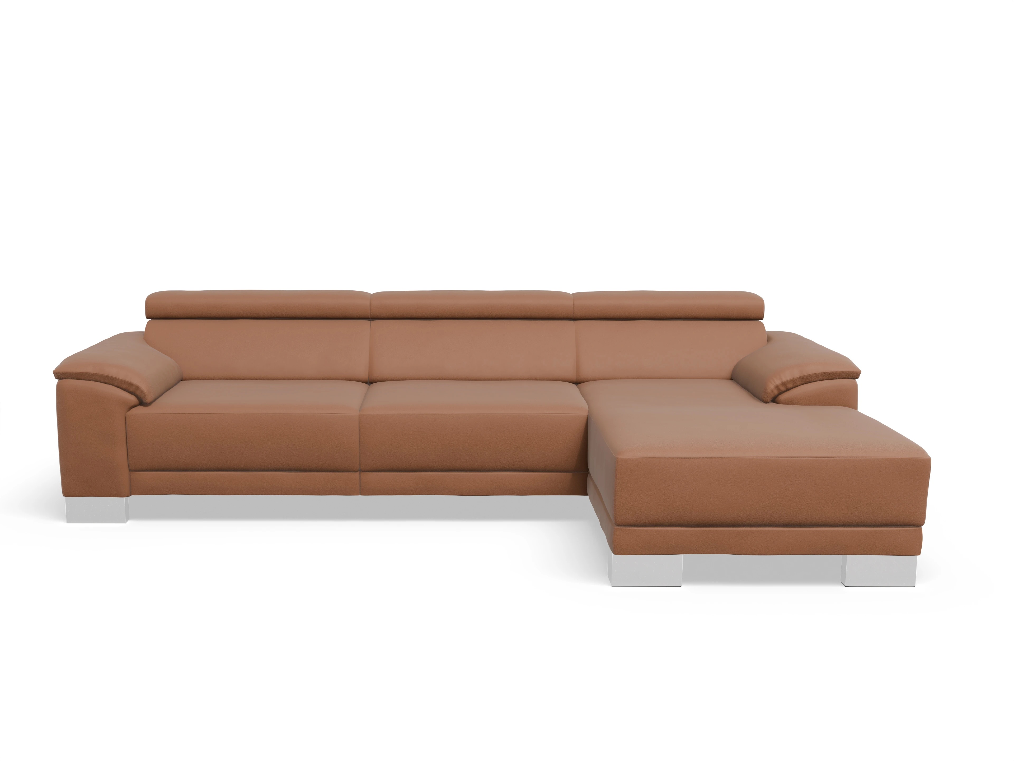 Ansicht des Produktes Antonio Ecksofa rechts Abschluss offen in Leder Braun