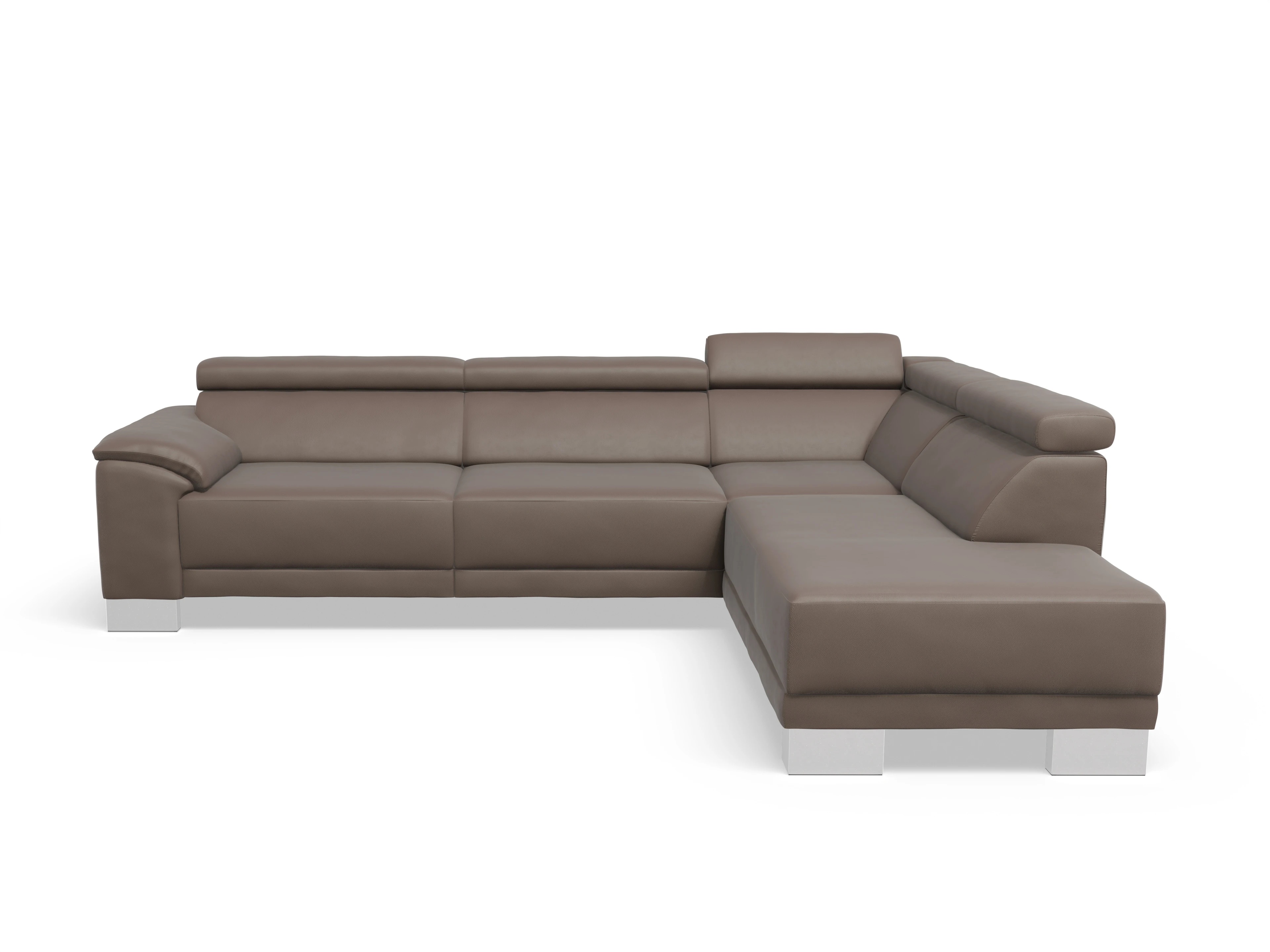 Antonio Ecksofa UM Large Plus R Ansicht des Produktes Antonio Ecksofa rechts Abschluss offen in Leder Braun