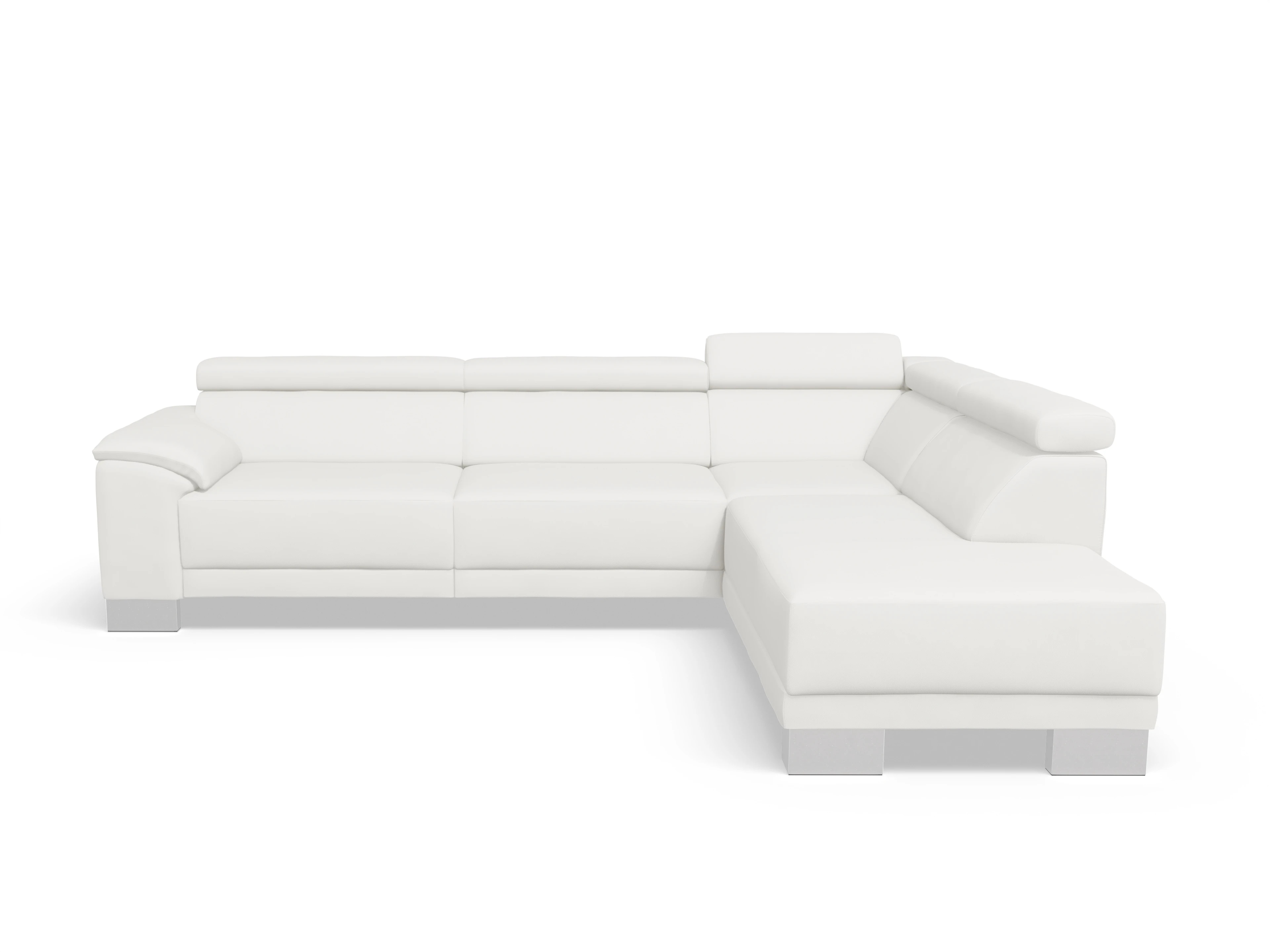 Antonio Ecksofa UM Large Plus R Ansicht des Produktes Antonio Ecksofa rechts Abschluss offen in Leder Weiss