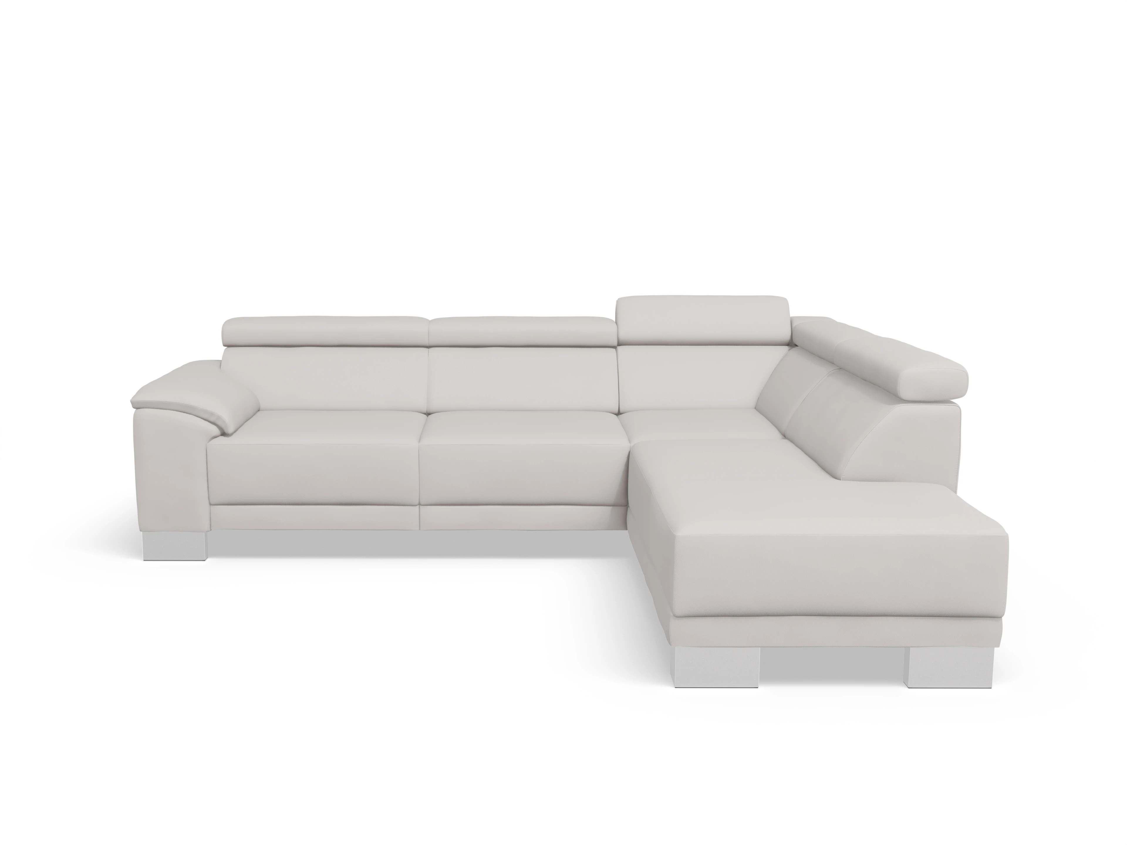 Antonio Ecksofa UM Medium Plus R Ansicht des Produktes Antonio Ecksofa rechts Abschluss offen in Leder Grau