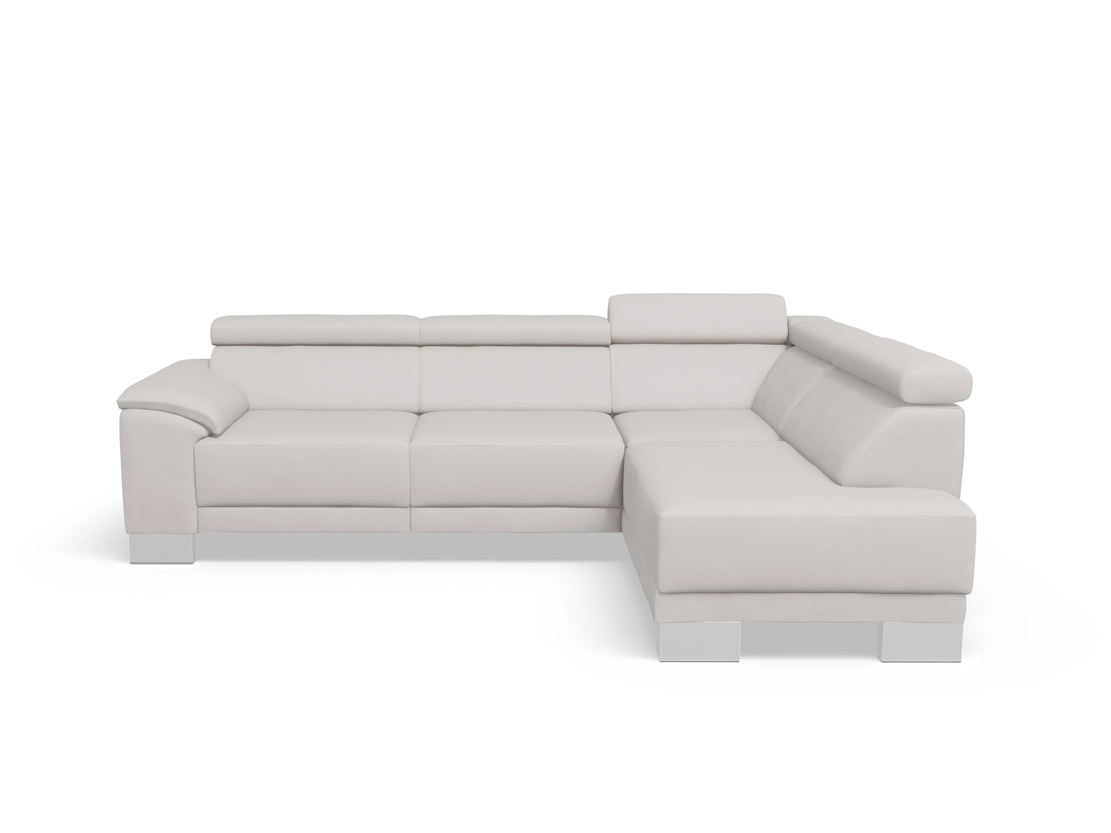 Antonio Ecksofa UM Medium R Ansicht des Produktes Antonio Ecksofa rechts Abschluss offen in Leder Grau