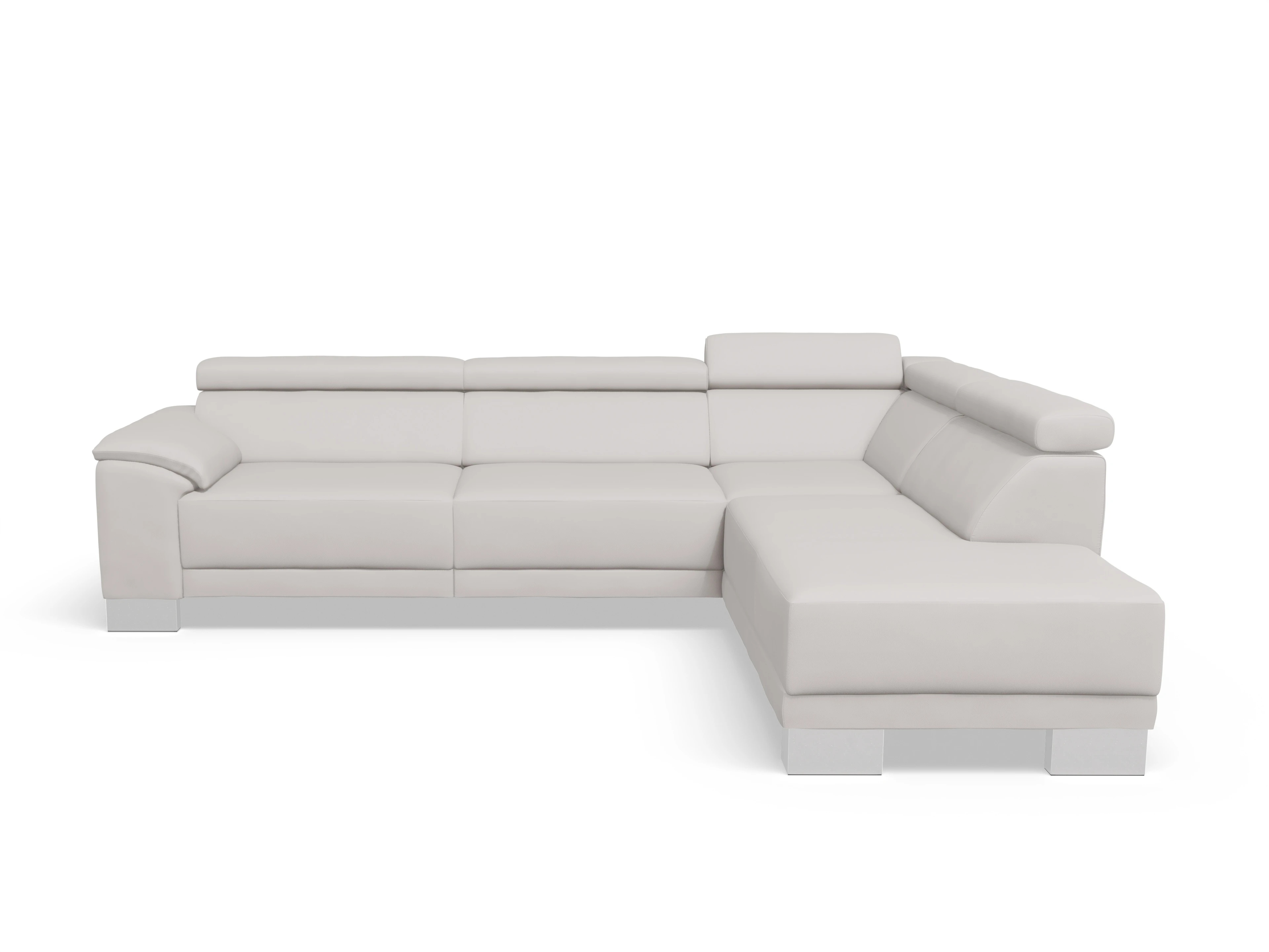 Antonio Ecksofa UM Large Plus R Ansicht des Produktes Antonio Ecksofa rechts Abschluss offen in Leder Grau