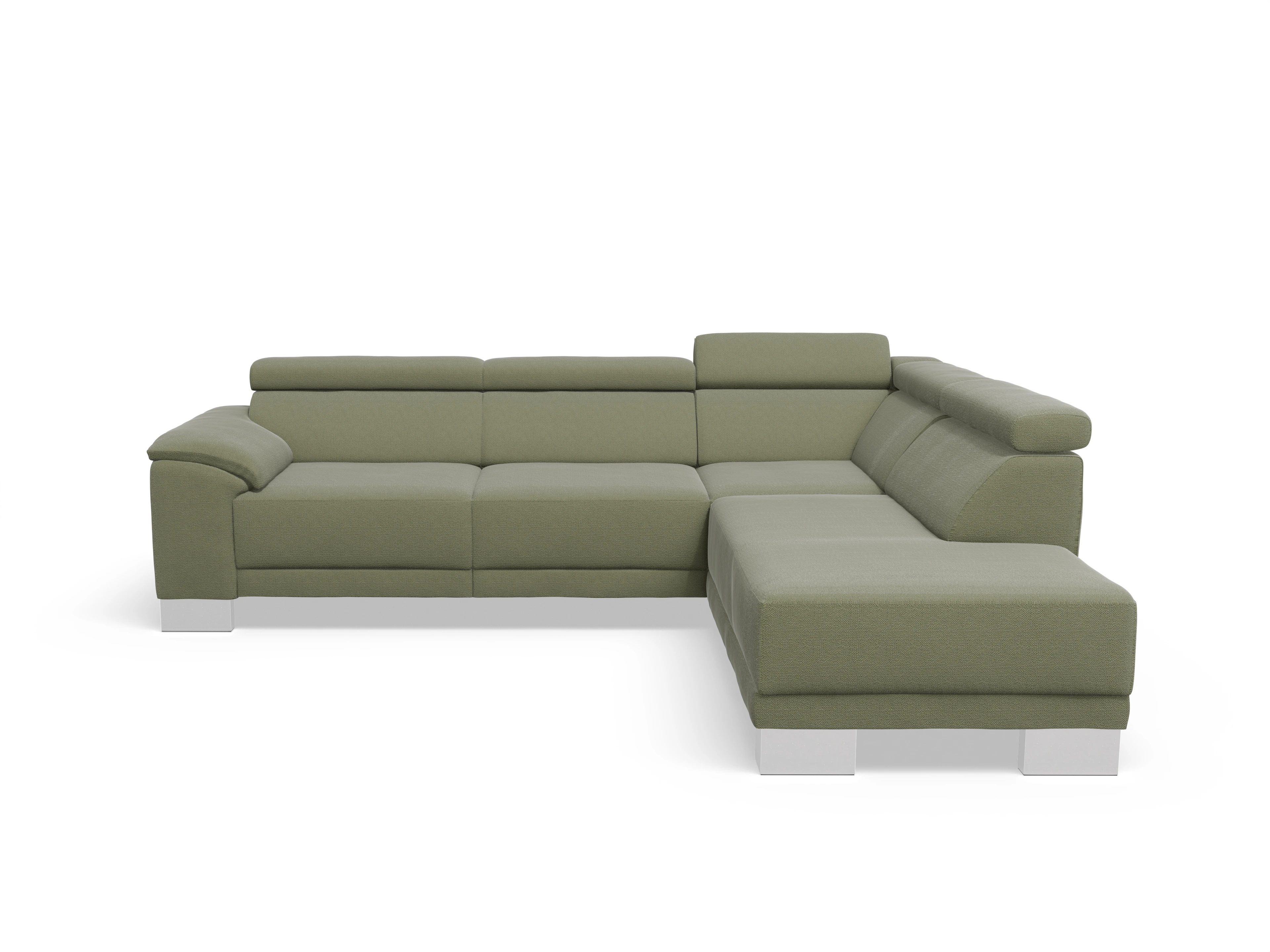 Ansicht des Produktes Antonio Ecksofa rechts Abschluss offen in Stoff Grün