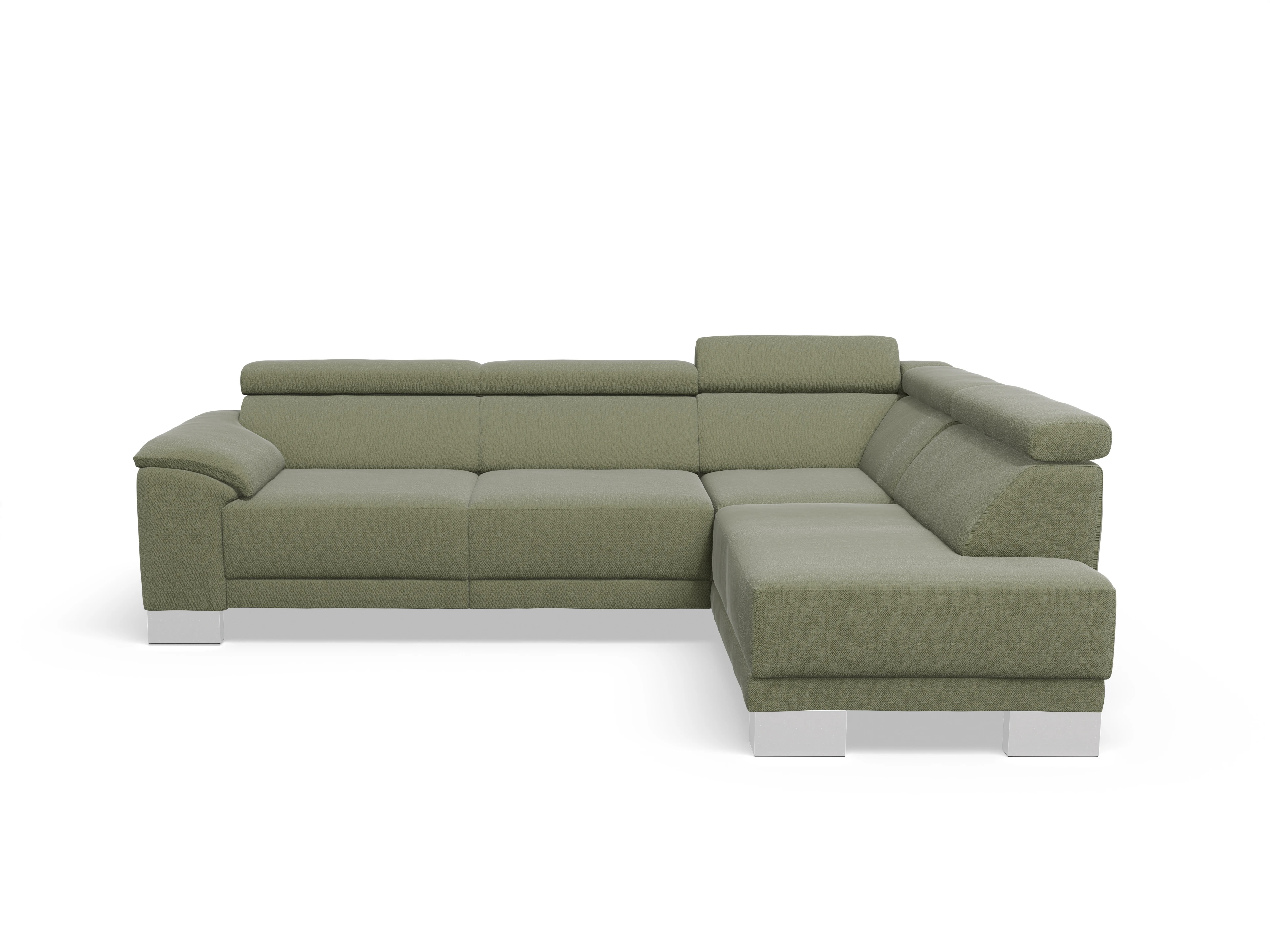 Antonio Ecksofa UM Medium R Ansicht des Produktes Antonio Ecksofa rechts Abschluss offen in Stoff Grün