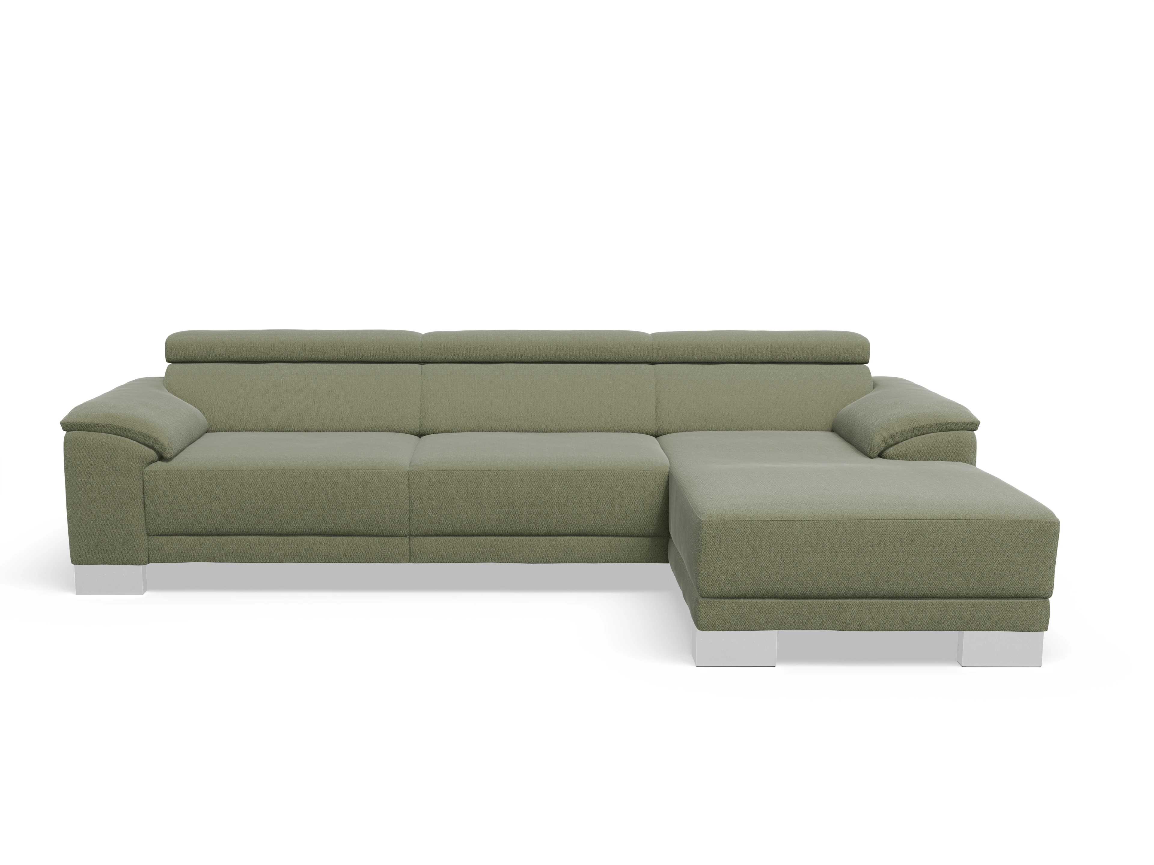 Ansicht des Produktes Antonio Ecksofa rechts Abschluss offen in Stoff Grün