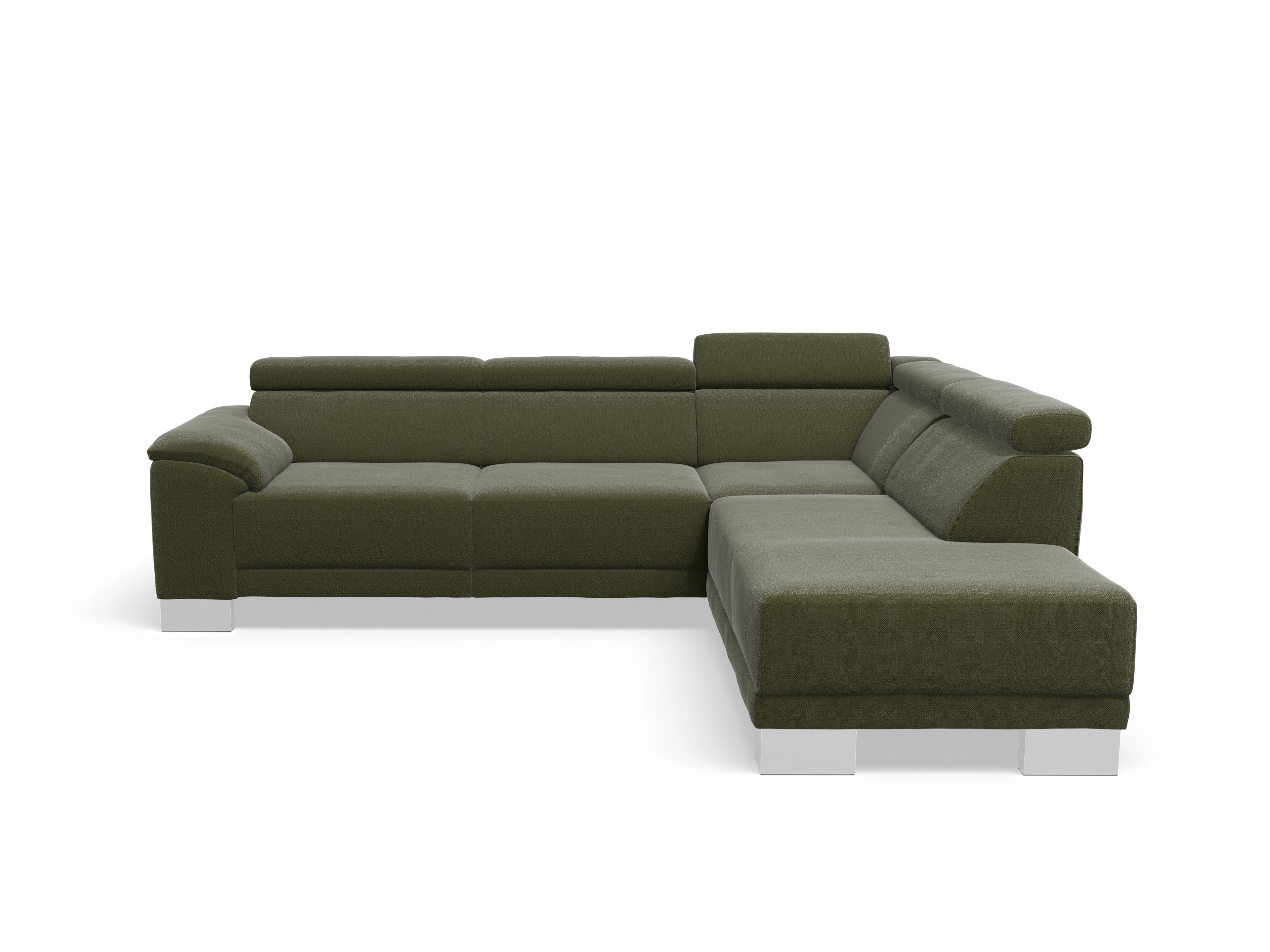 Ansicht des Produktes Antonio Ecksofa rechts Abschluss offen in Stoff Grün