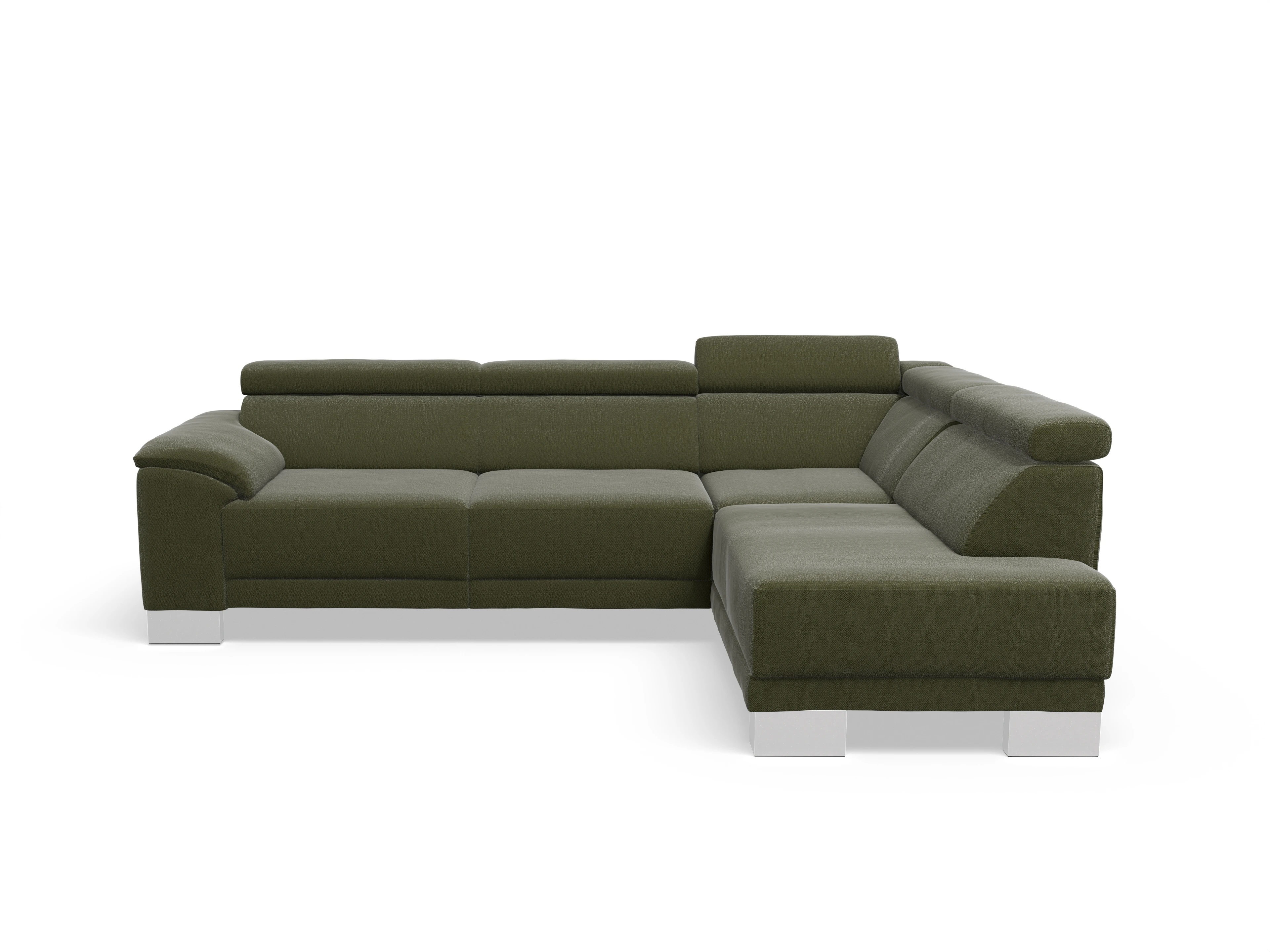 Antonio Ecksofa UM Medium R Ansicht des Produktes Antonio Ecksofa rechts Abschluss offen in Stoff Grün