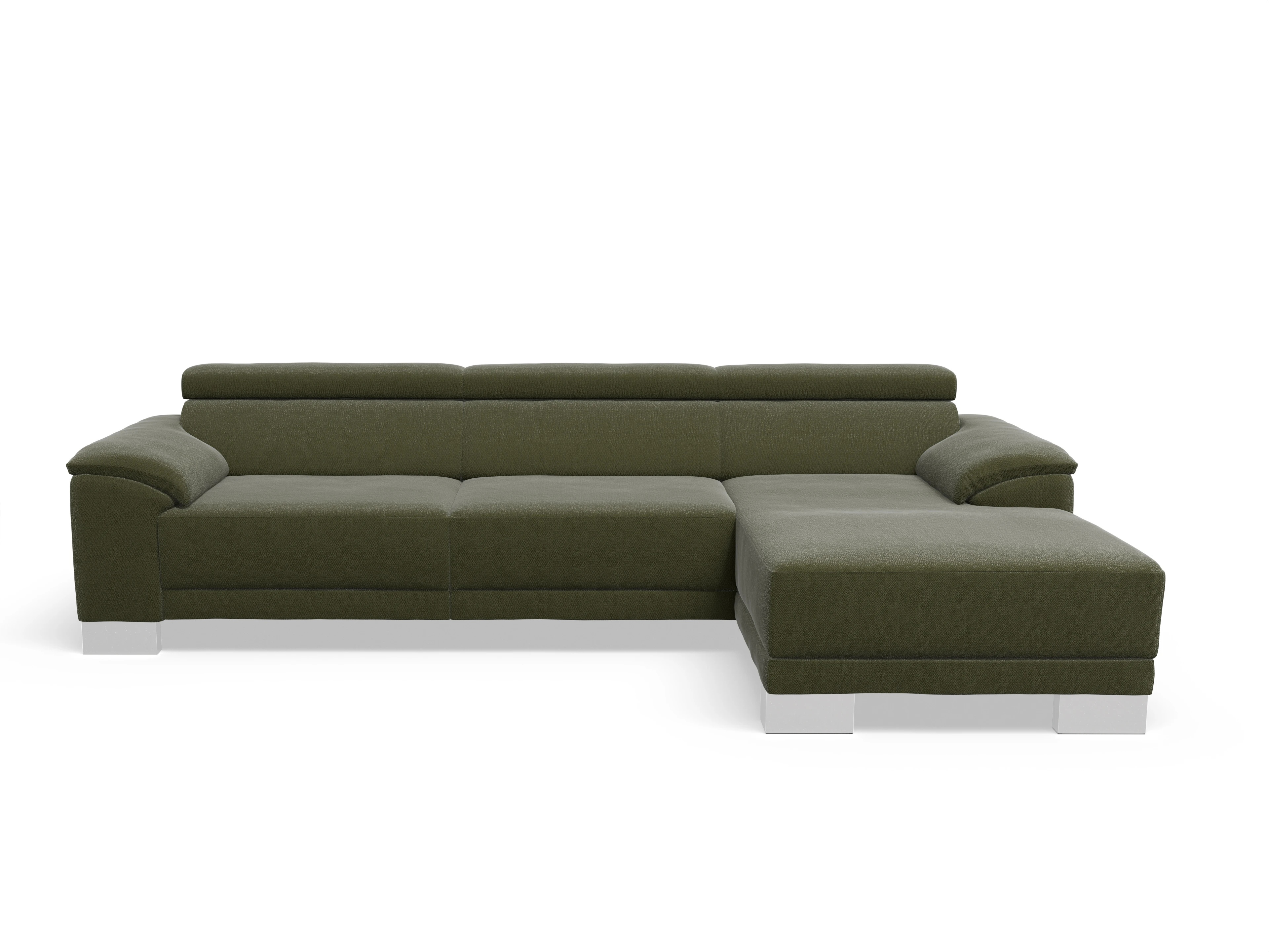 Ansicht des Produktes Antonio Ecksofa rechts Abschluss offen in Stoff Grün