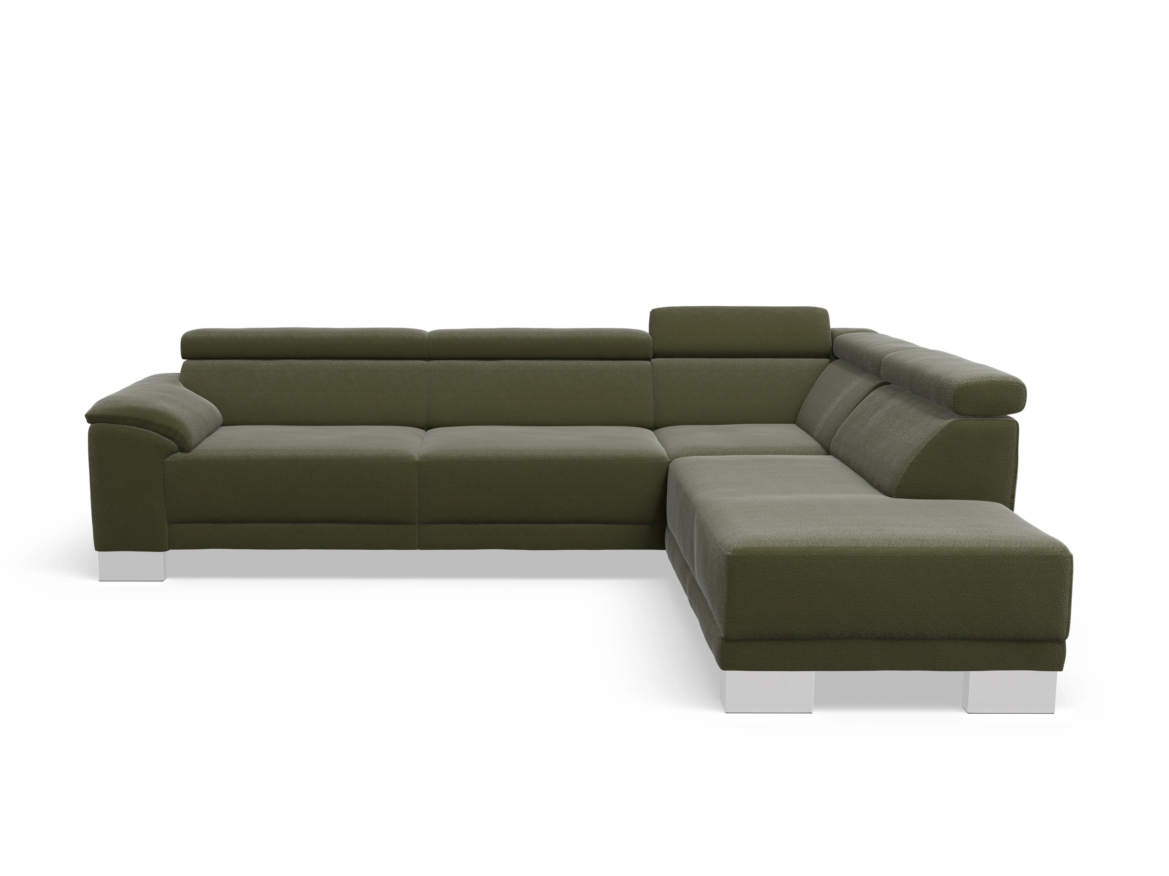 Ansicht des Produktes Antonio Ecksofa rechts Abschluss offen in Stoff Grün