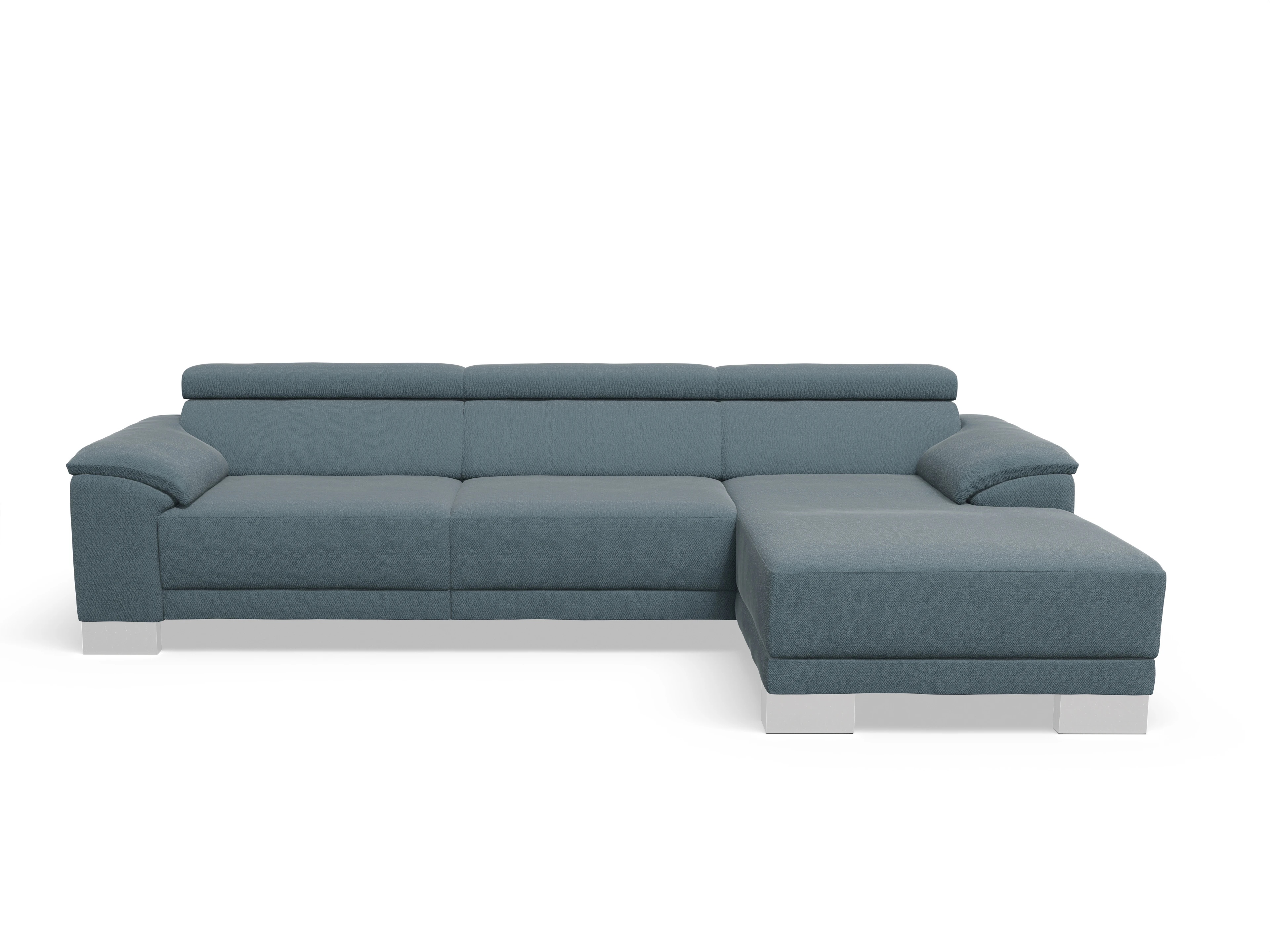 Ansicht des Produktes Antonio Ecksofa rechts Abschluss offen in Stoff Blau
