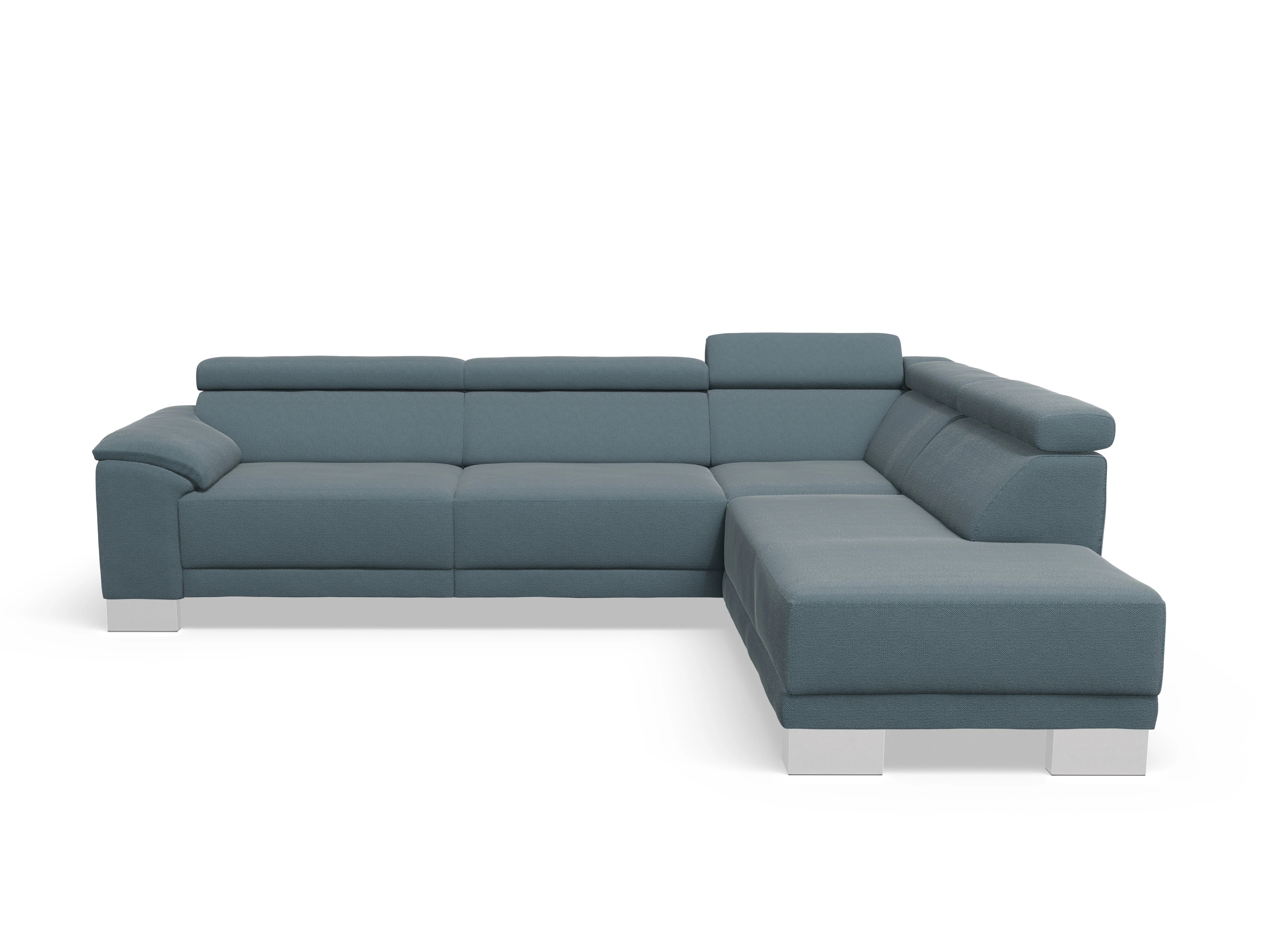 Ansicht des Produktes Antonio Ecksofa rechts Abschluss offen in Stoff Blau