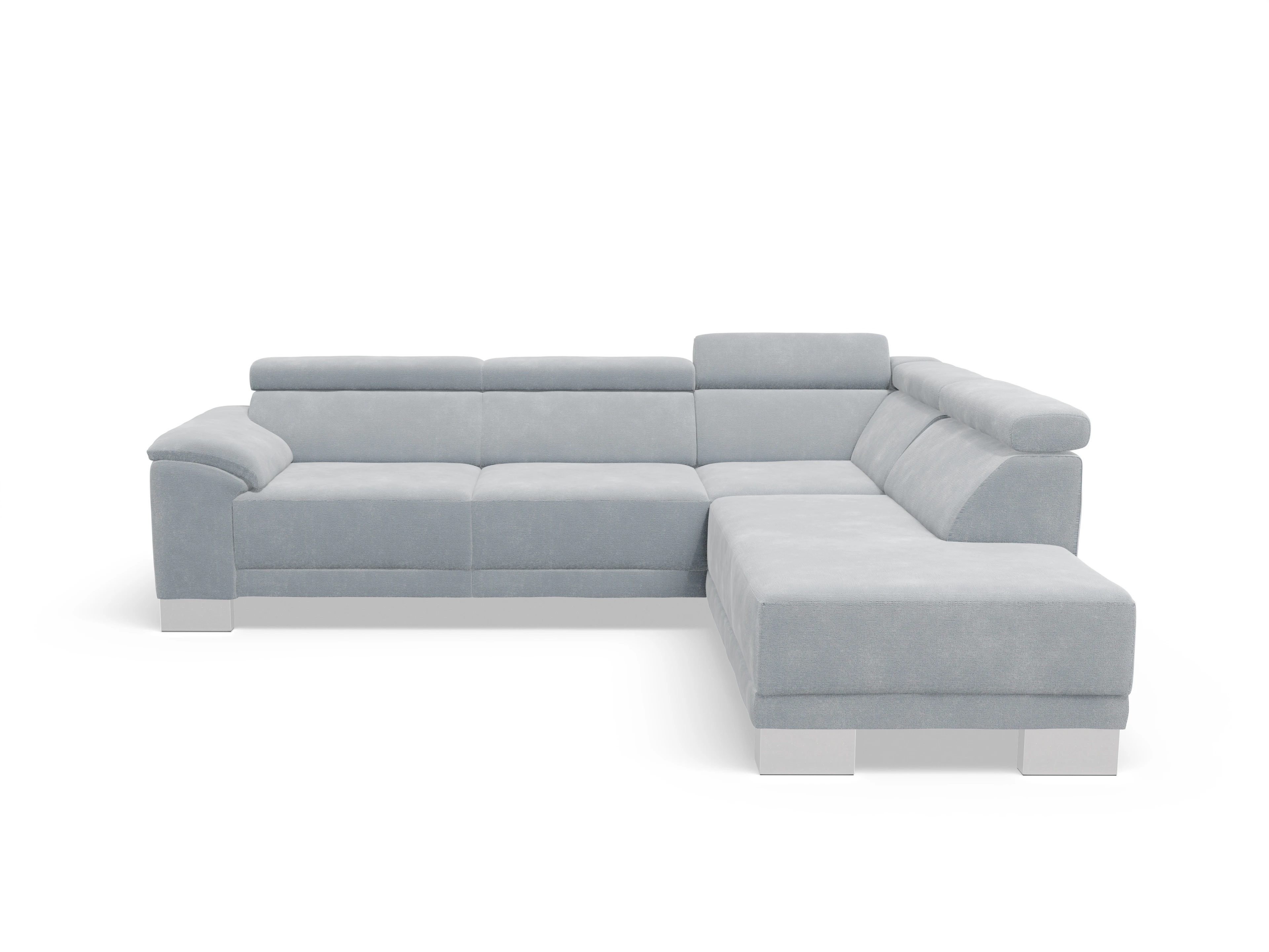 Antonio Ecksofa UM Medium Plus R Ansicht des Produktes Antonio Ecksofa rechts Abschluss offen in Stoff Blau