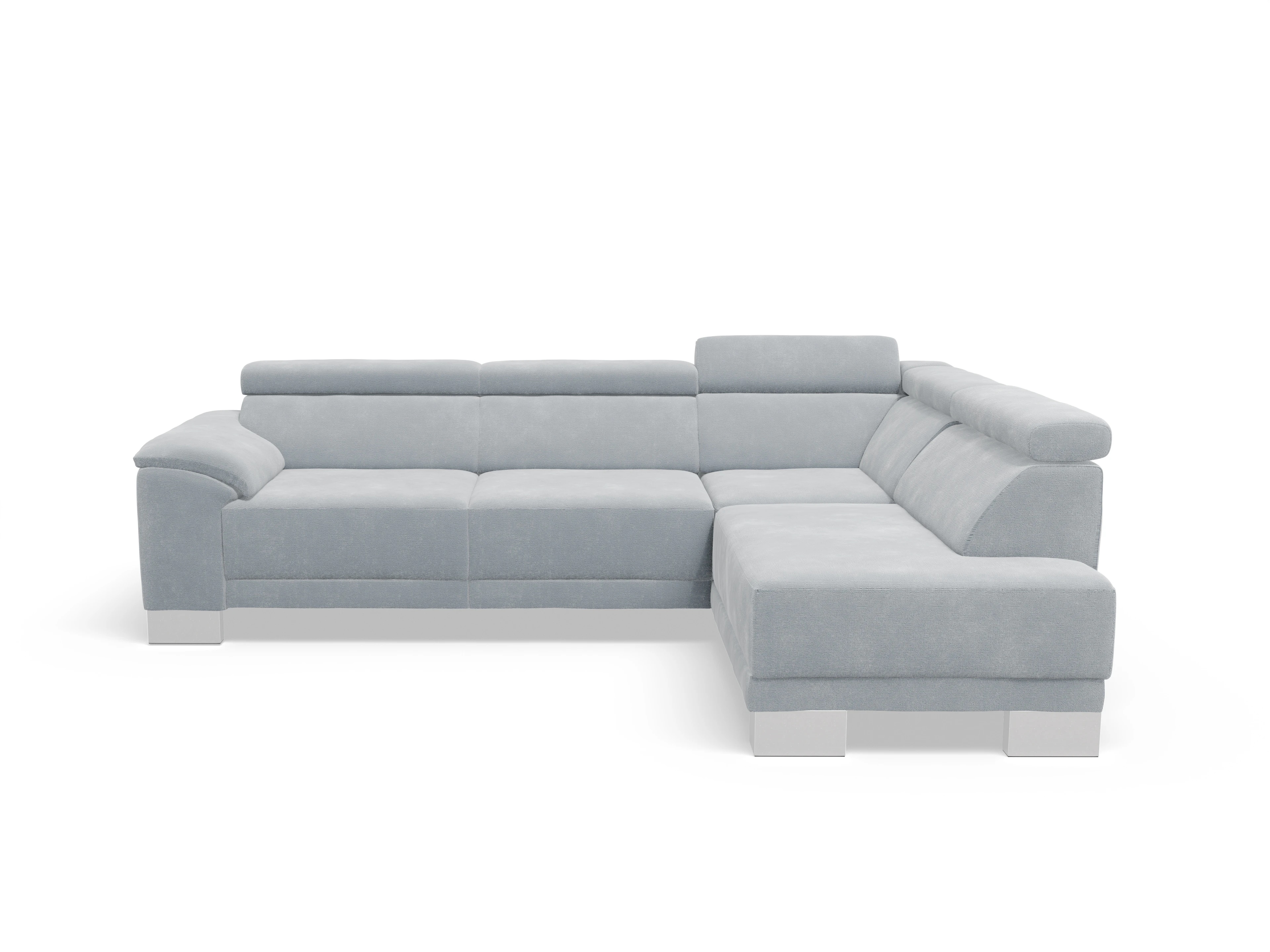 Antonio Ecksofa UM Medium R Ansicht des Produktes Antonio Ecksofa rechts Abschluss offen in Stoff Blau