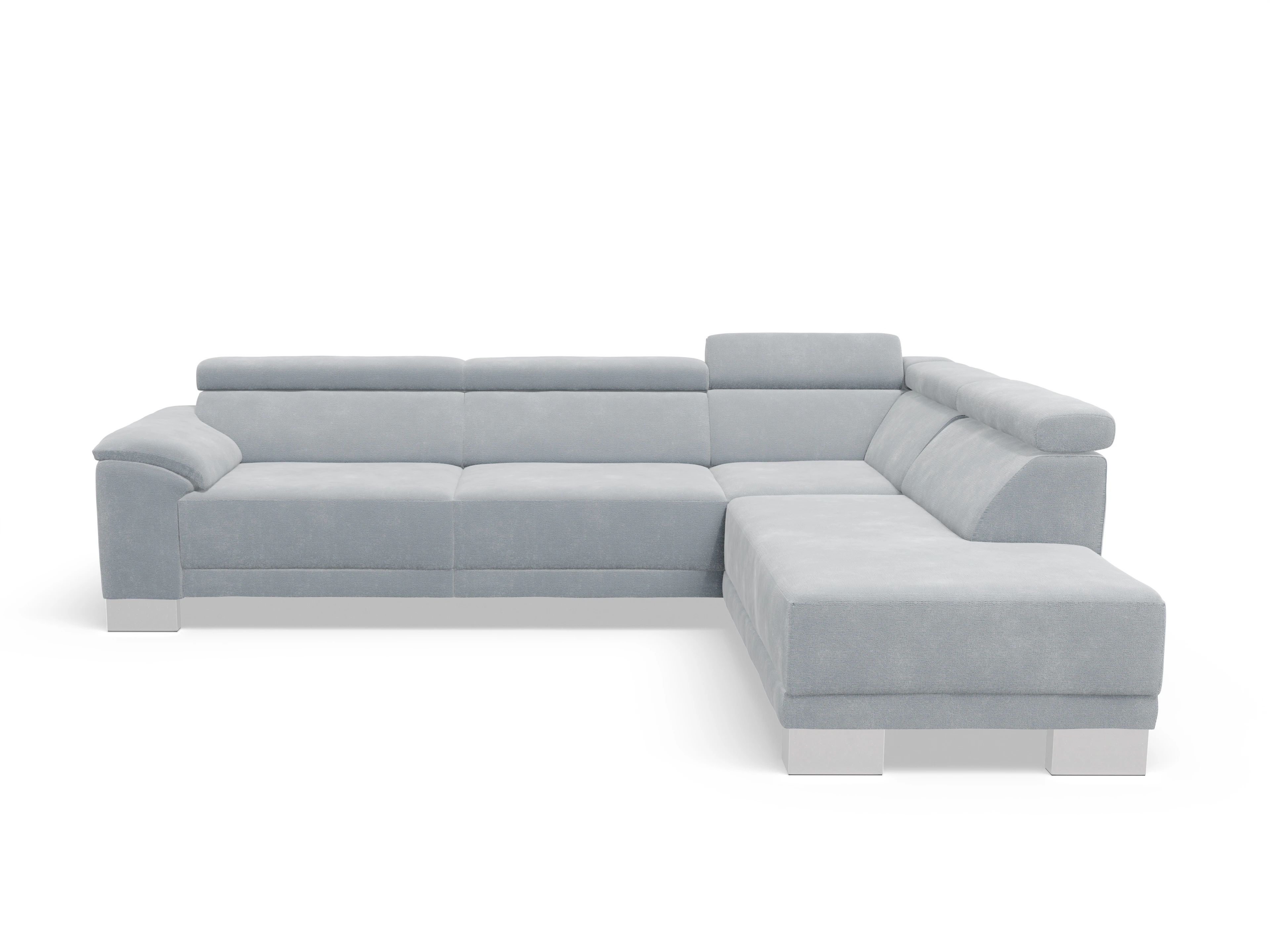 Ansicht des Produktes Antonio Ecksofa rechts Abschluss offen in Stoff Blau
