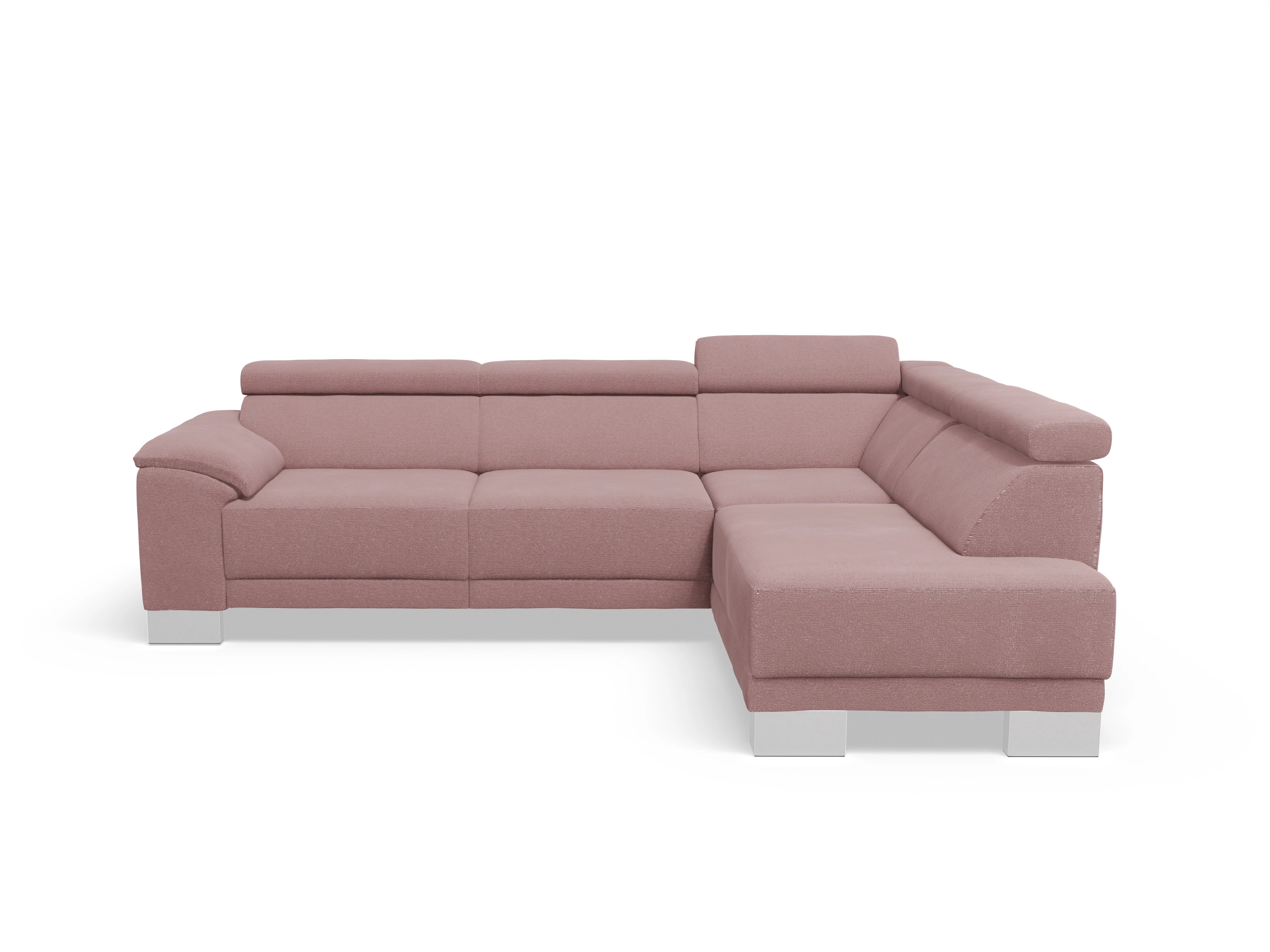 Antonio Ecksofa UM Medium R Ansicht des Produktes Antonio Ecksofa rechts Abschluss offen in Stoff Rosa