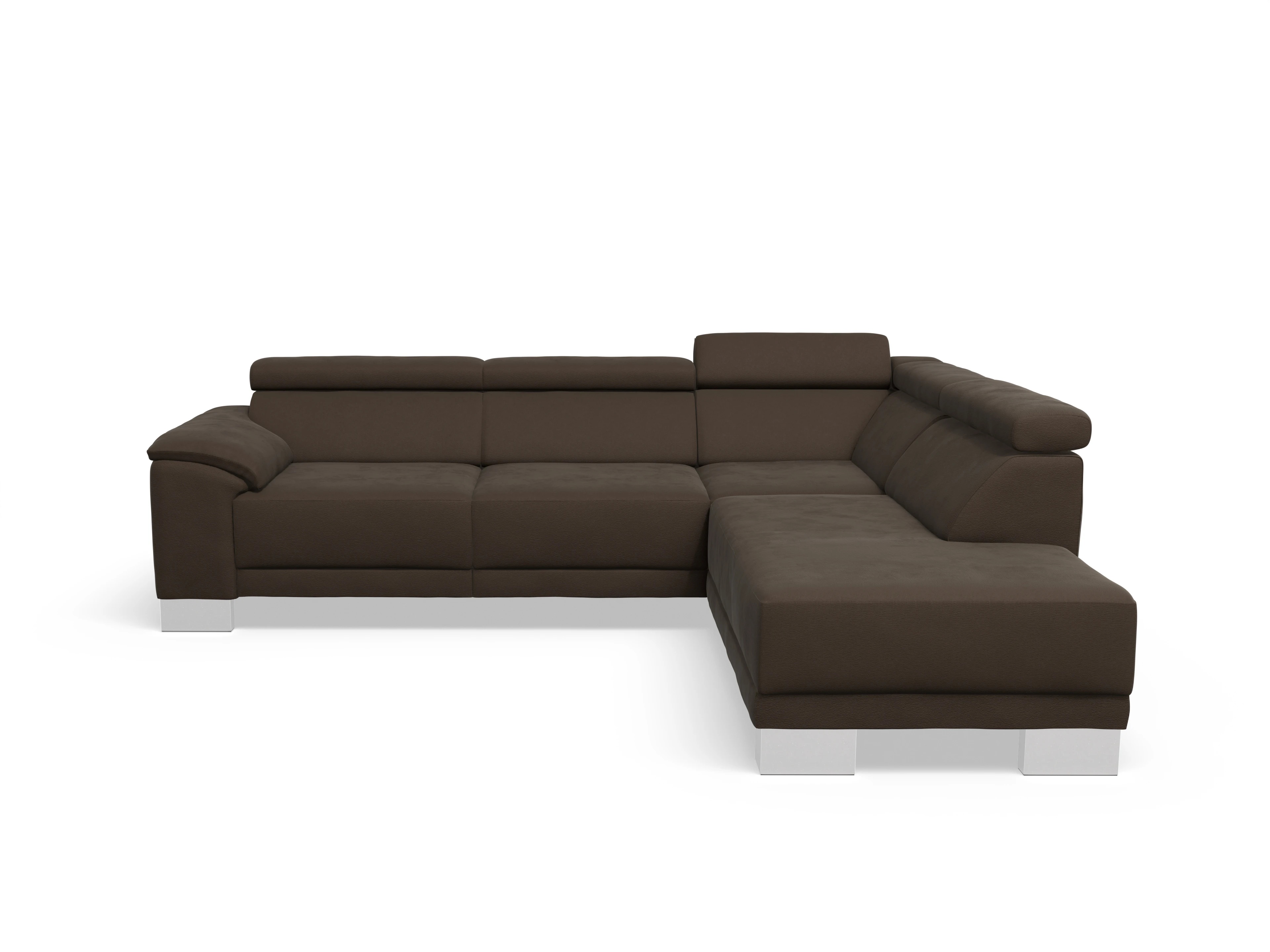 Ansicht des Produktes Antonio Ecksofa rechts Abschluss offen in Stoff Braun