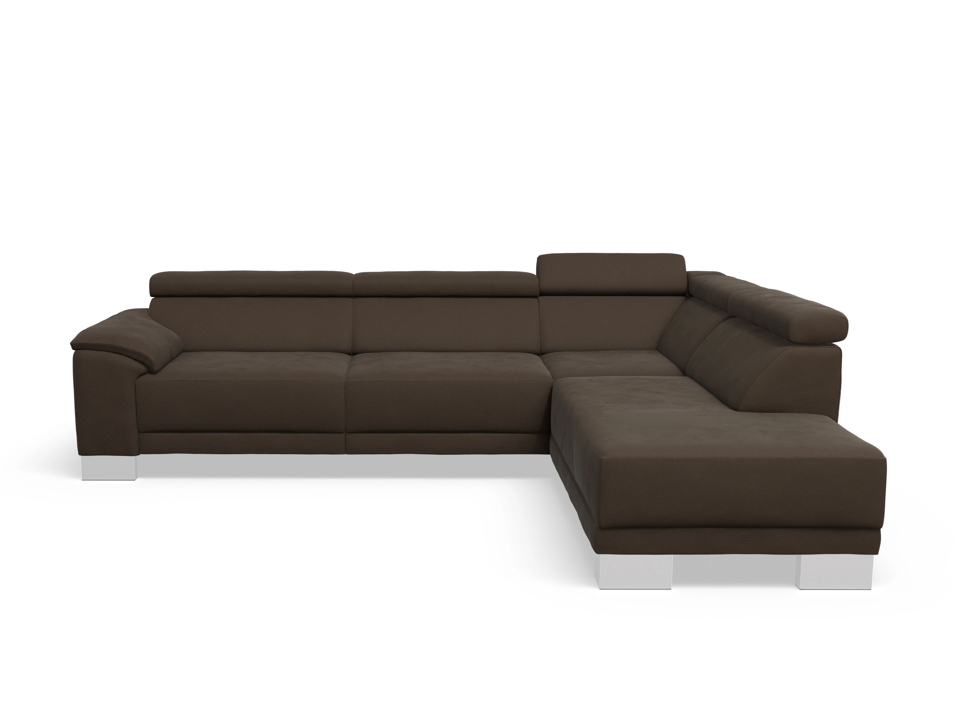 Antonio Ecksofa UM Large Plus R Ansicht des Produktes Antonio Ecksofa rechts Abschluss offen in Stoff Braun