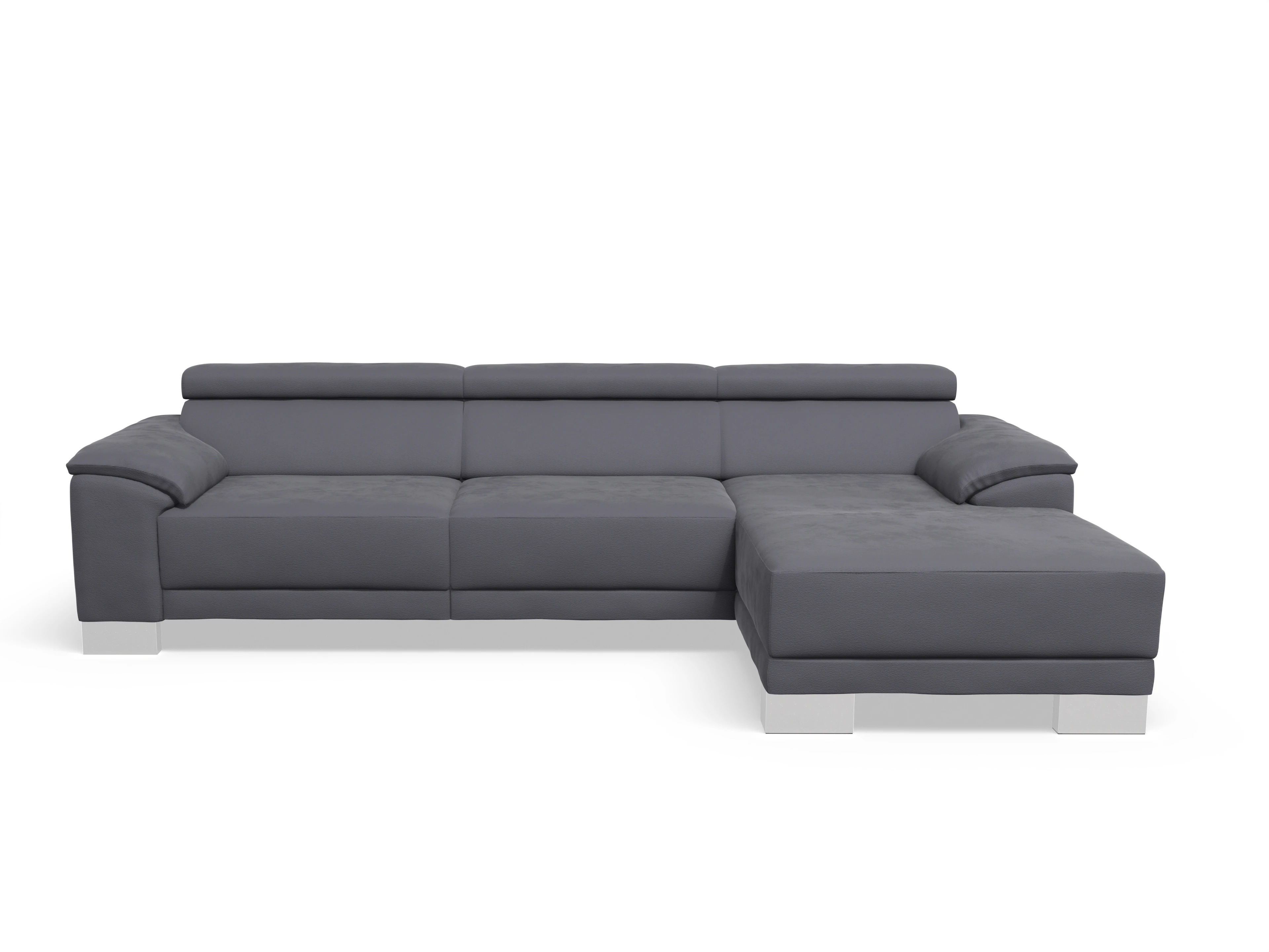 Antonio Ecksofa LO Large R Ansicht des Produktes Antonio Ecksofa rechts Abschluss offen in Stoff Grau