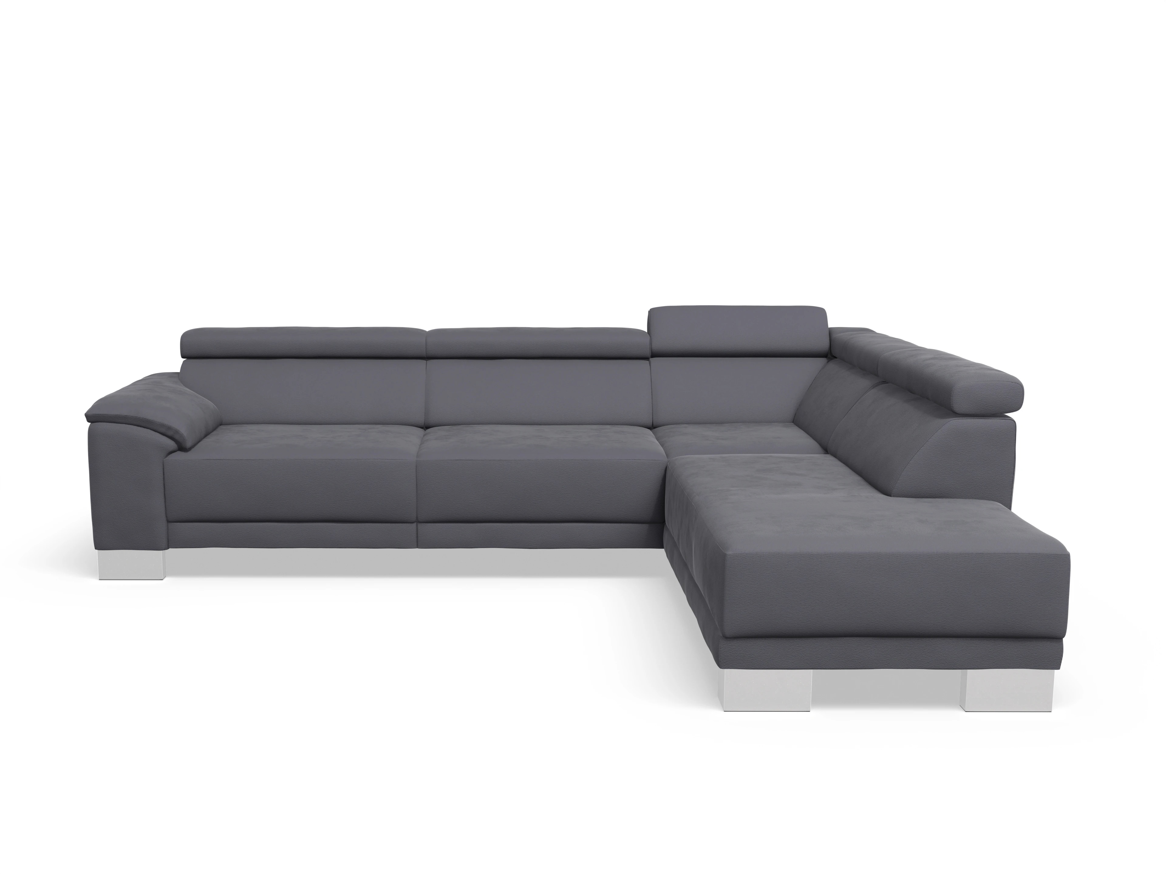 Antonio Ecksofa UM Large Plus R Ansicht des Produktes Antonio Ecksofa rechts Abschluss offen in Stoff Grau