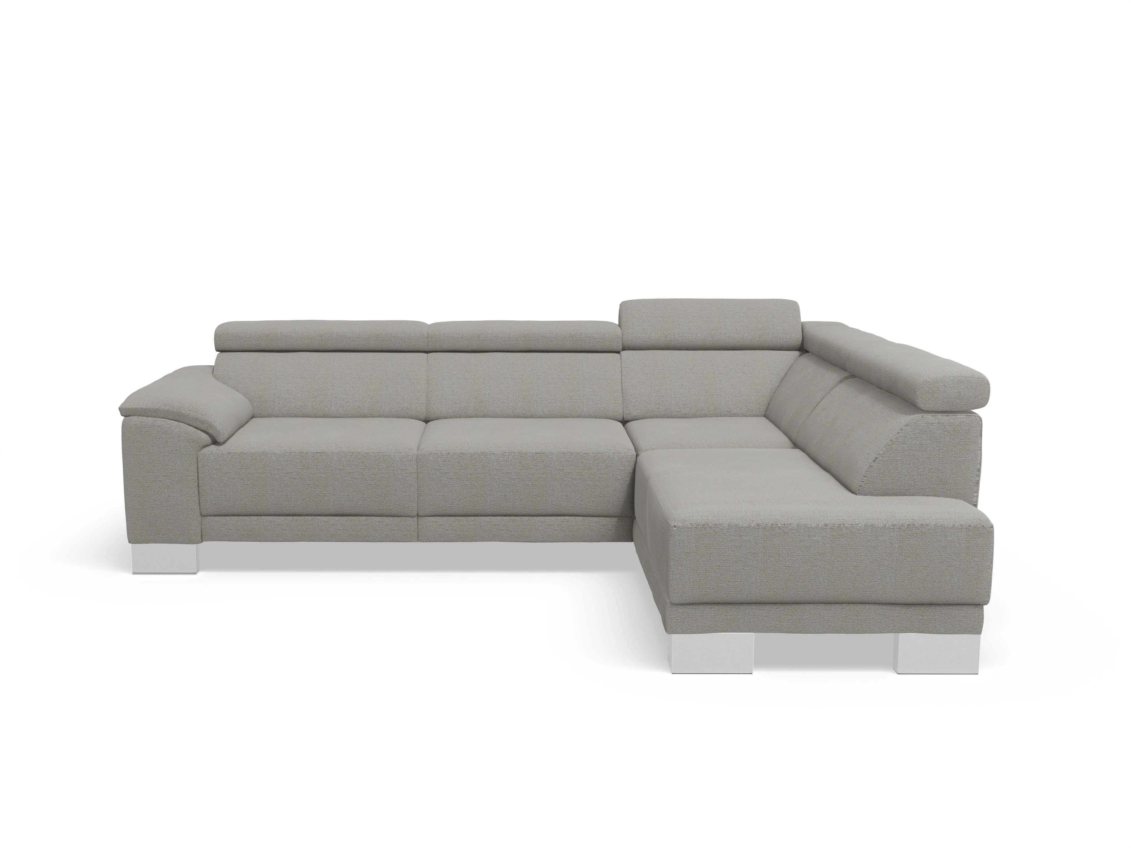 Antonio Ecksofa UM Medium R Ansicht des Produktes Antonio Ecksofa rechts Abschluss offen in Stoff Grau