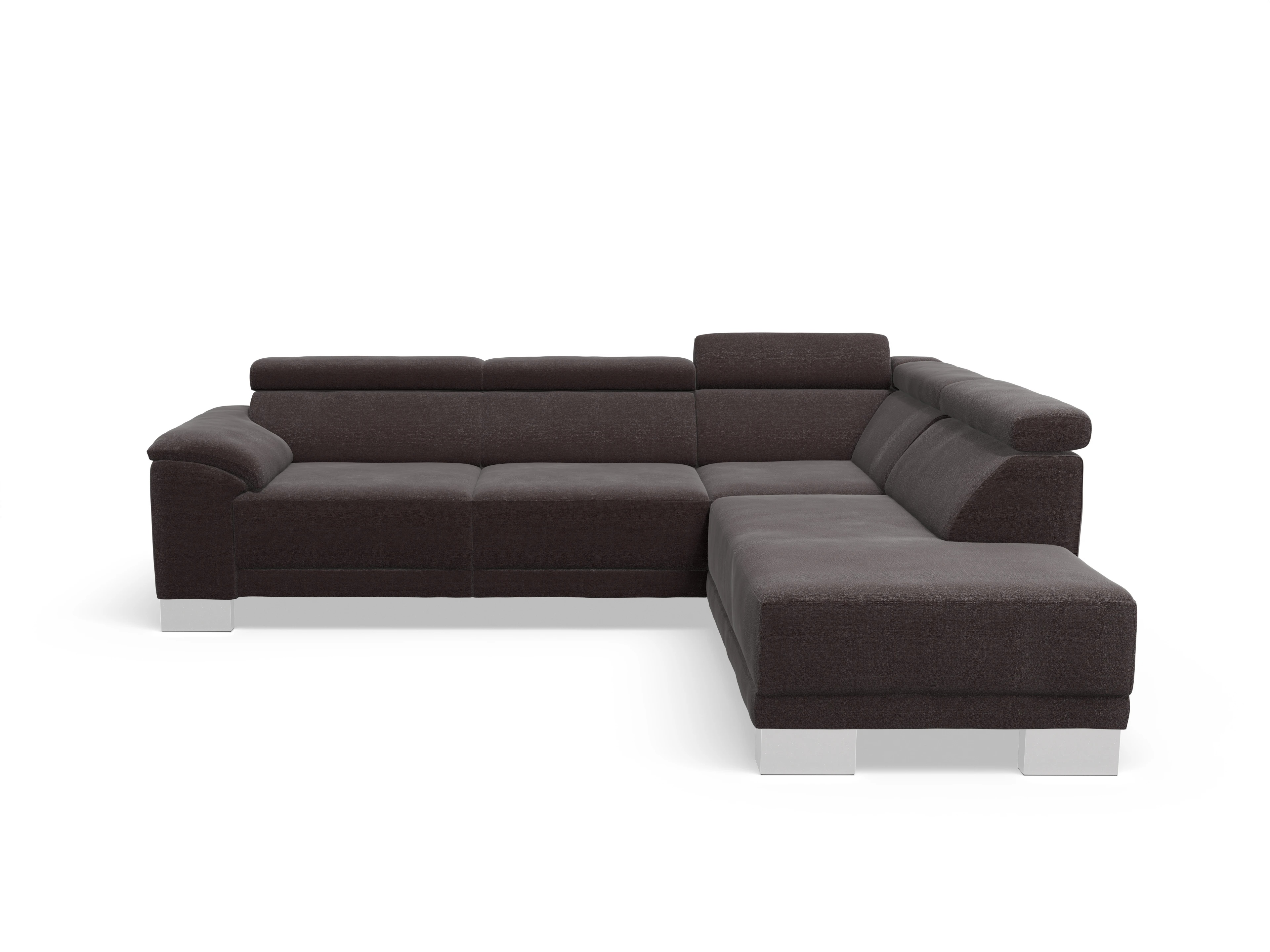 Ansicht des Produktes Antonio Ecksofa rechts Abschluss offen in Stoff Braun