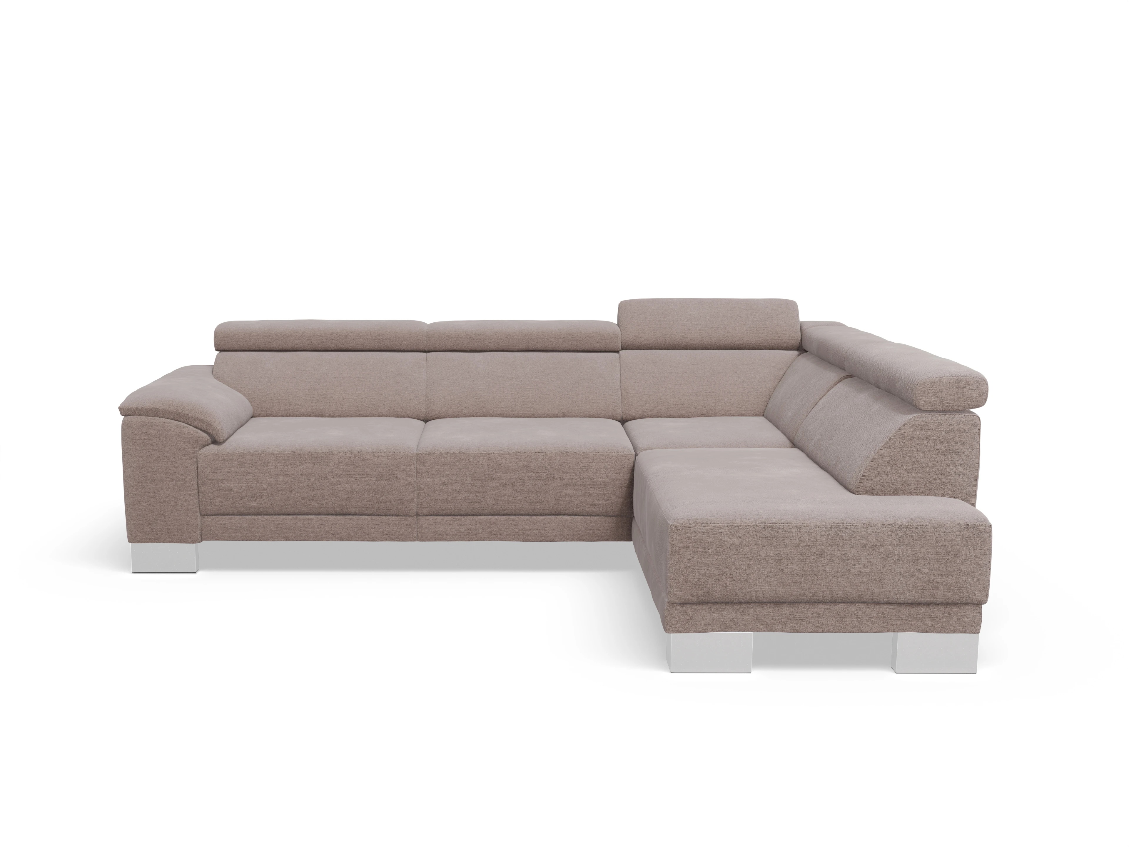 Antonio Ecksofa UM Medium R Ansicht des Produktes Antonio Ecksofa rechts Abschluss offen in Stoff Braun