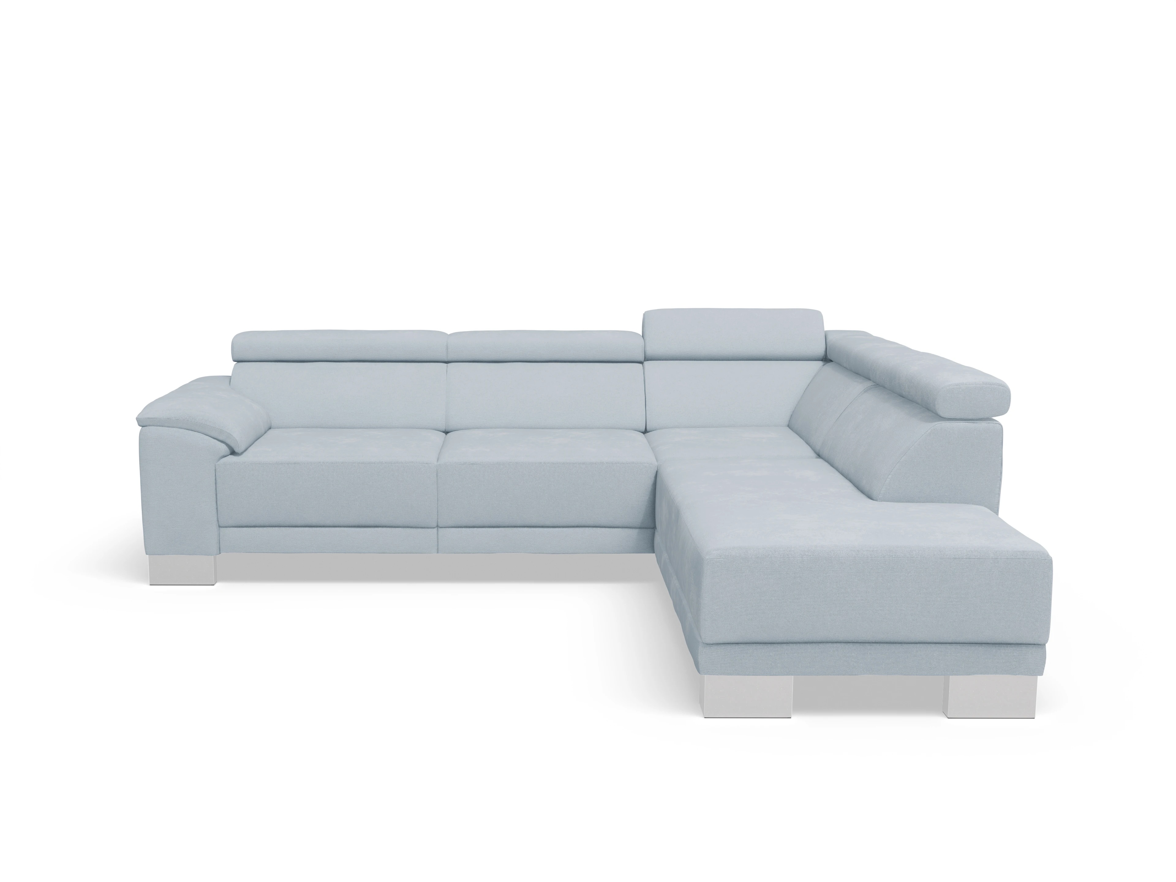 Antonio Ecksofa UM Medium Plus R Ansicht des Produktes Antonio Ecksofa rechts Abschluss offen in Stoff Blau