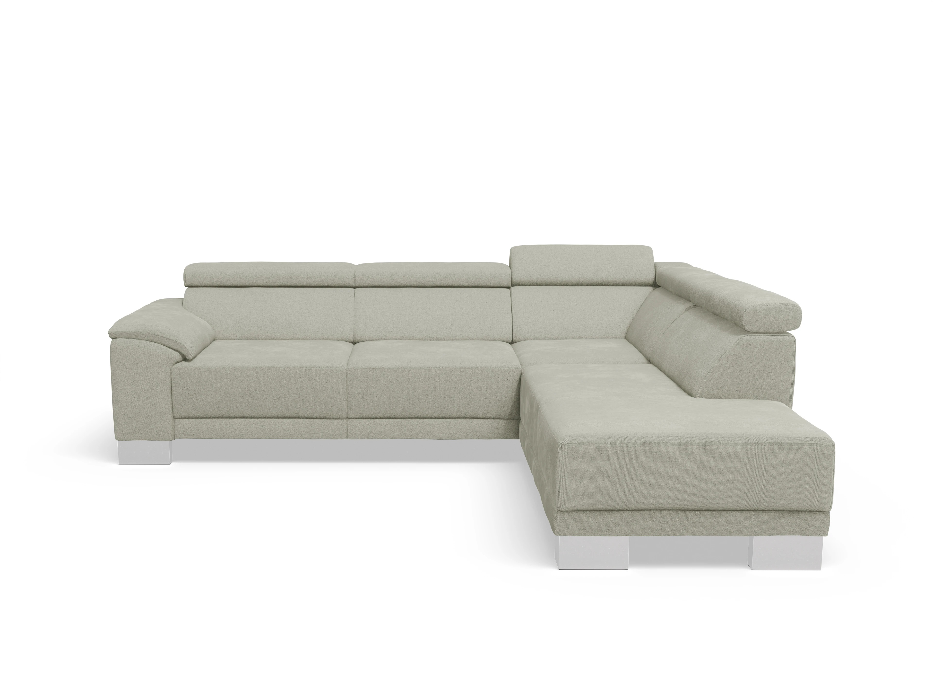 Antonio Ecksofa UM Medium Plus R Ansicht des Produktes Antonio Ecksofa rechts Abschluss offen in Stoff Grau